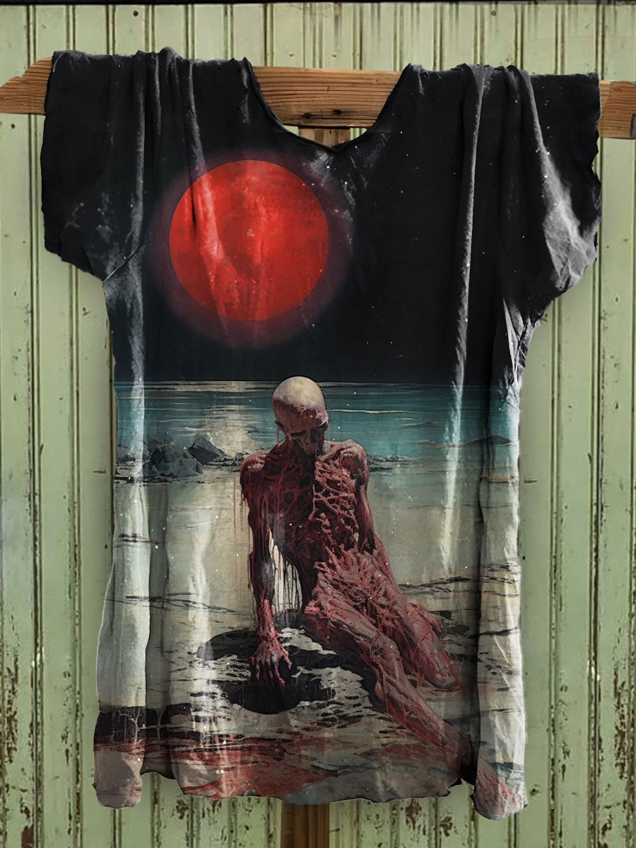Dark Fantasy Print Cotton Crew Tee