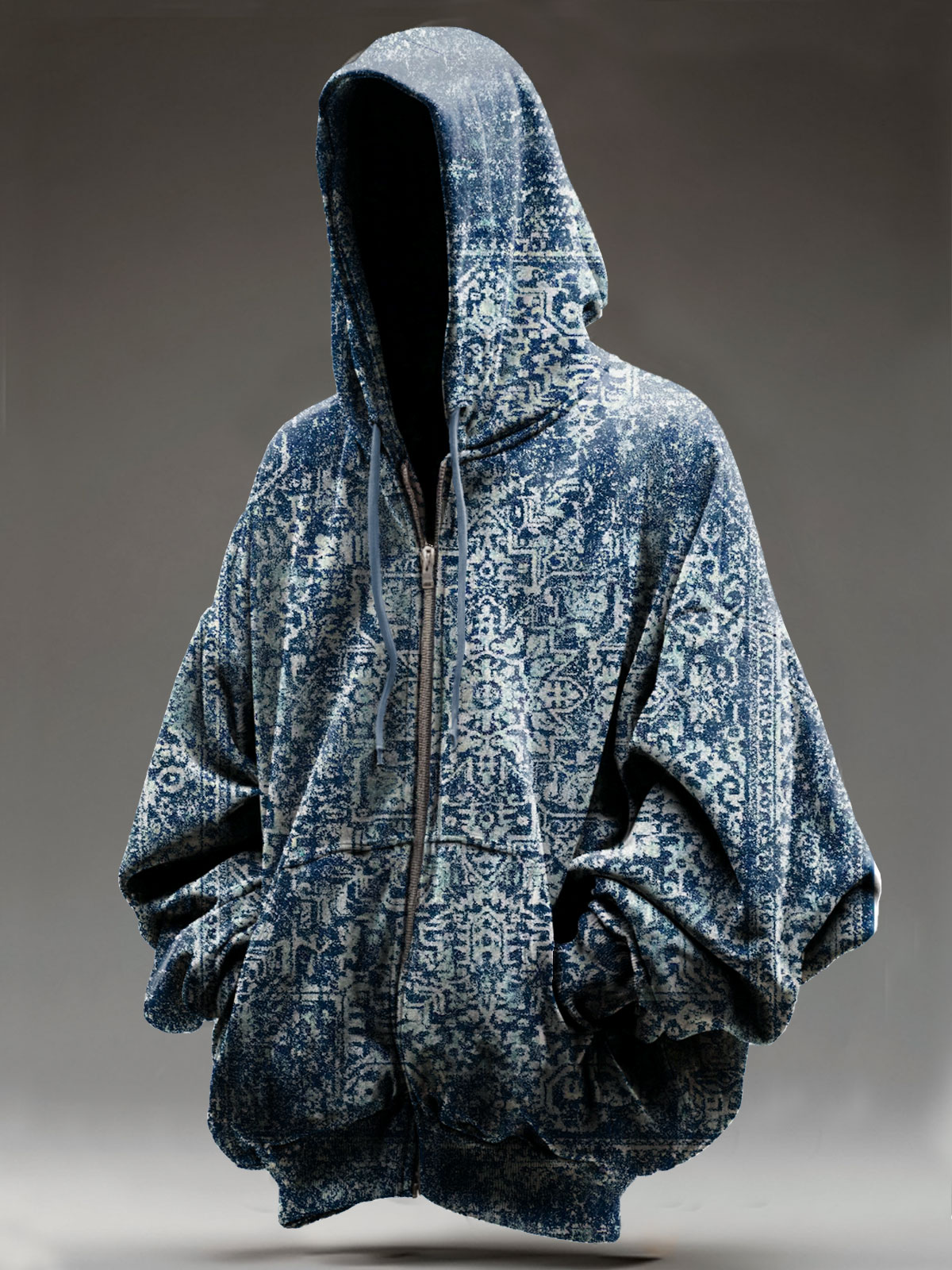 Vintage Ethinic Art Print Casual Zip Hoodie Sweatshirt