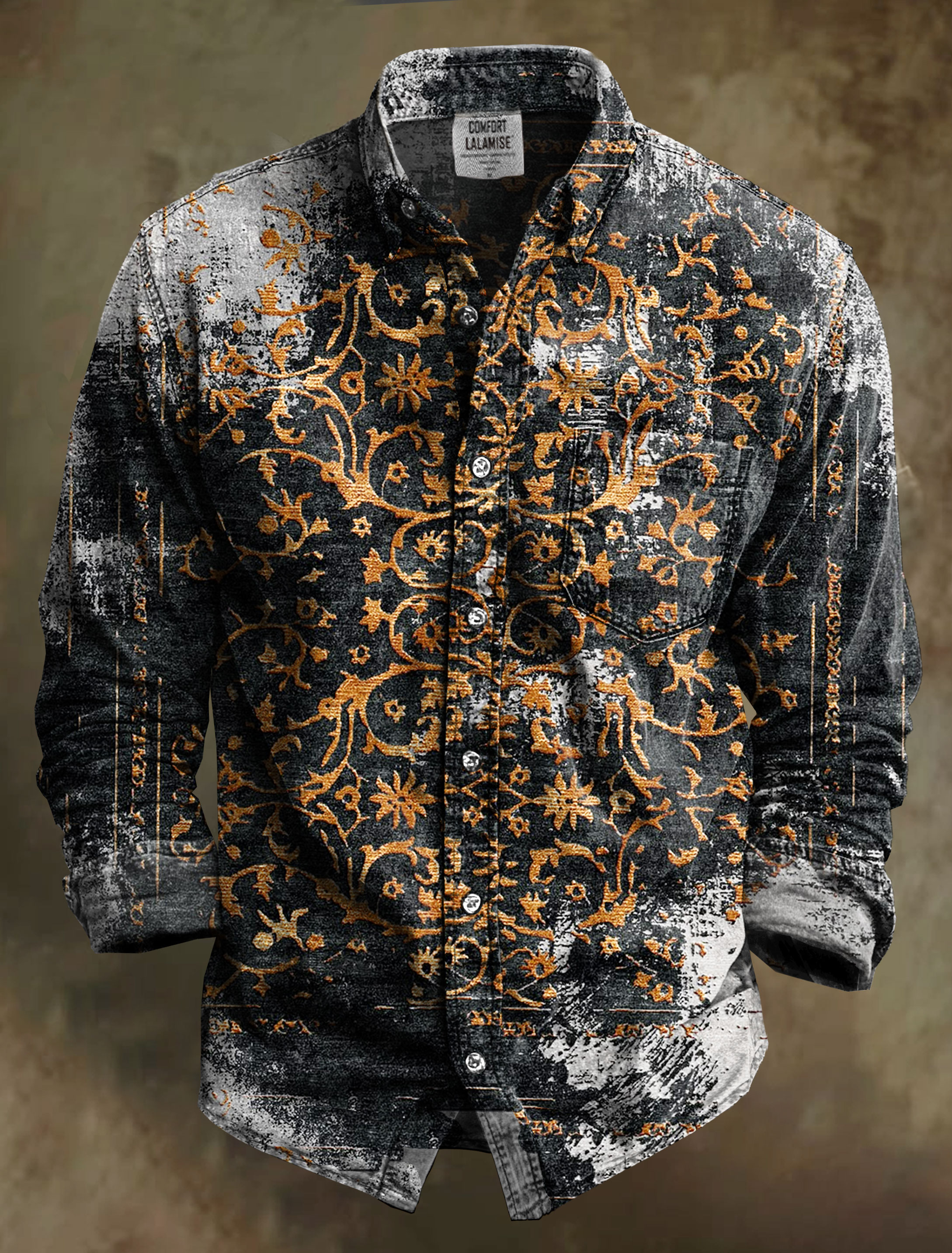 Vintage Ethinic  Art Print 100% Cotton Long Sleeve Shirt