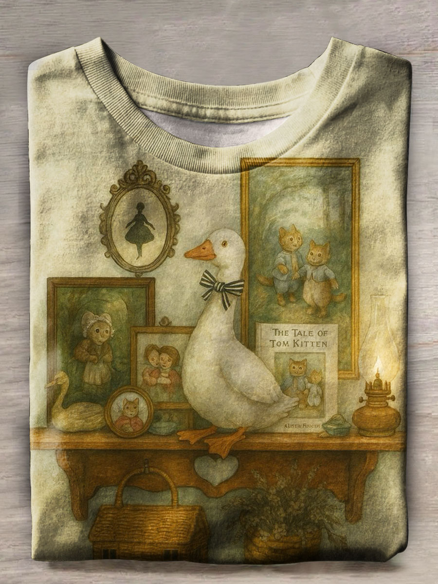 Vintage Duck Prints Casual T-shirt