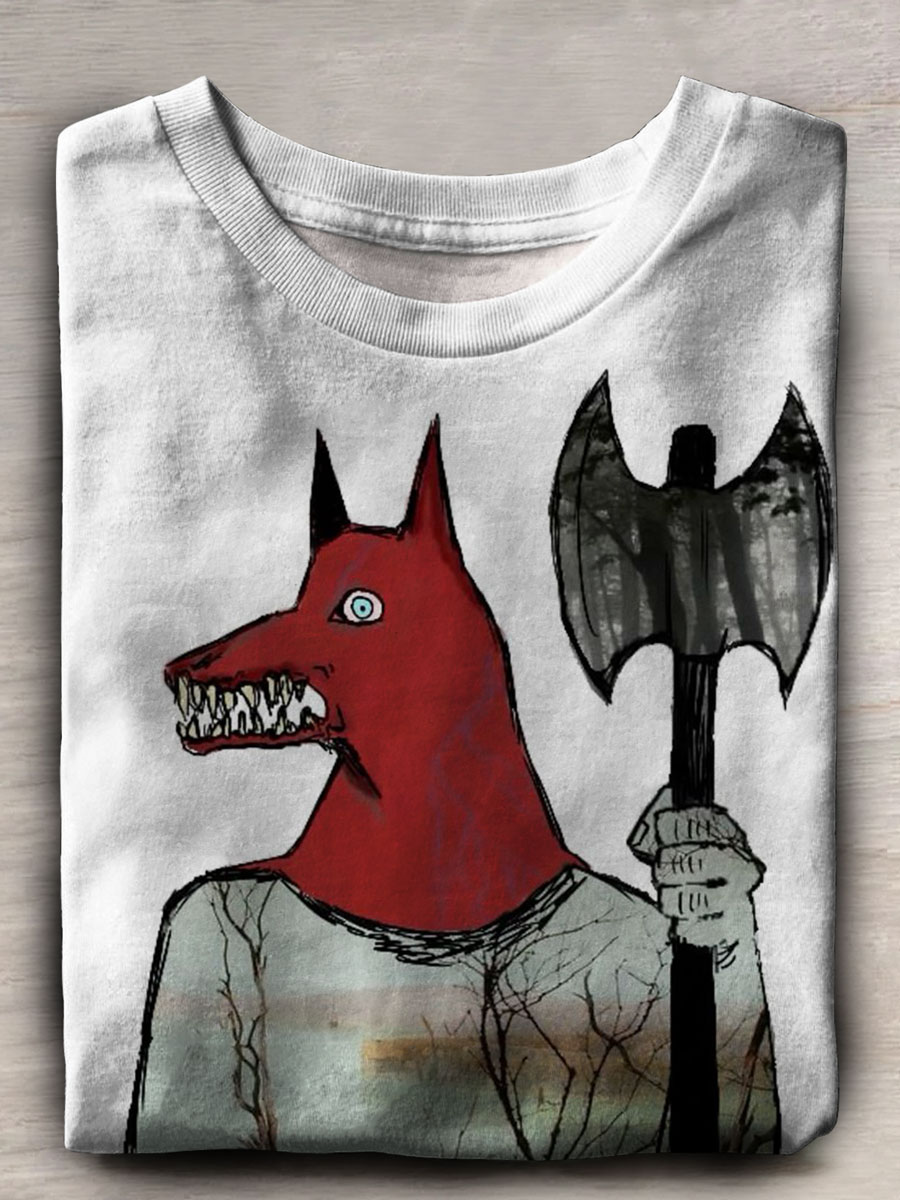 Dog Art Print Casual T-shirt