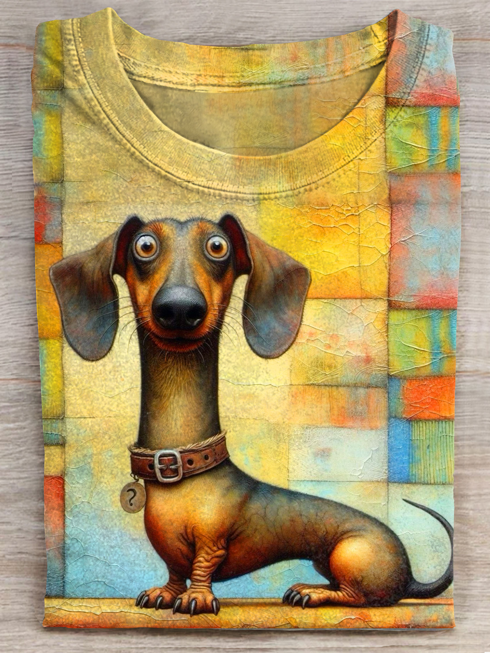 Vintage Dachshund Dog Art Print Casaul Short Sleeve T-shirt