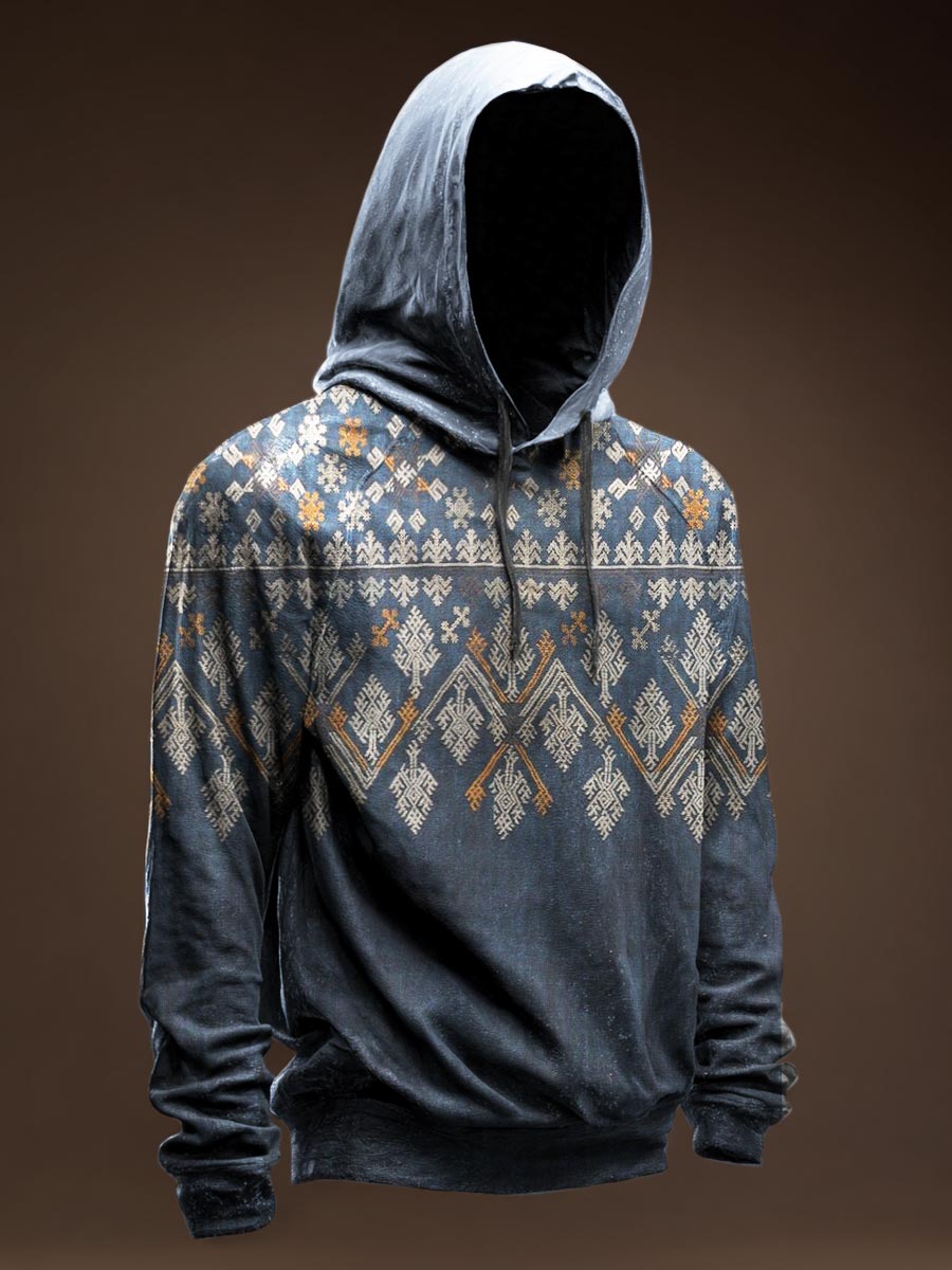 Vintage Pattern Casual Hoodie Sweatshirt