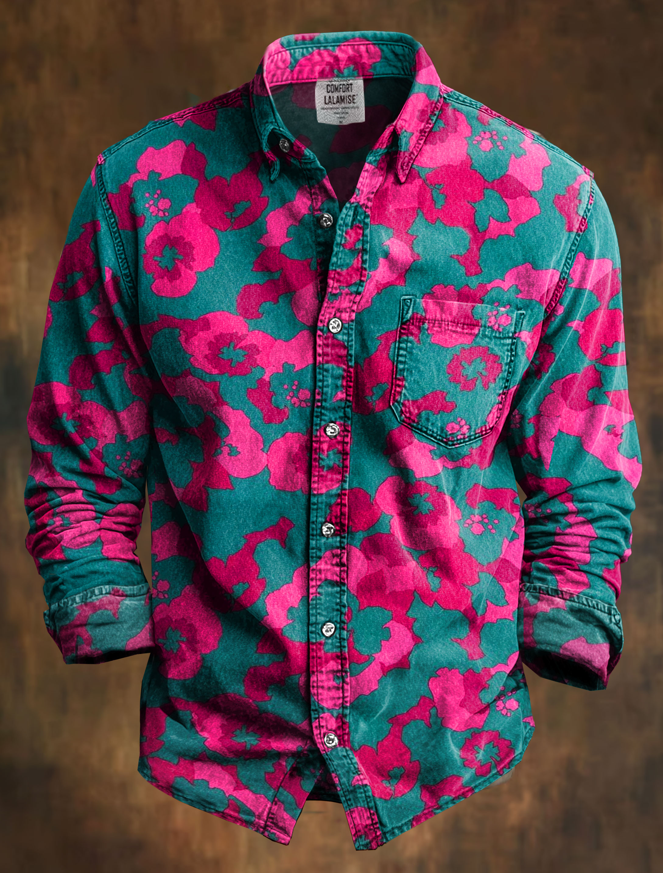 Vintage Art Print 100% Cotton Long Sleeve Shirt