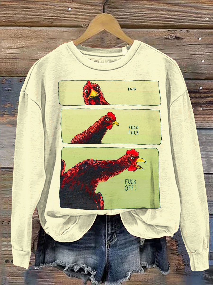 Funny Chicken Art Print Casual  Sweatshirt