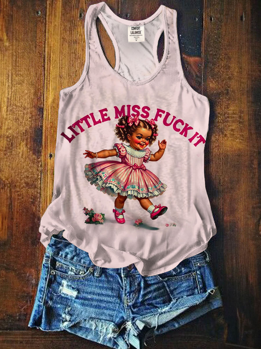 Little Miss Fuck It Art Print Casaul Tank Top