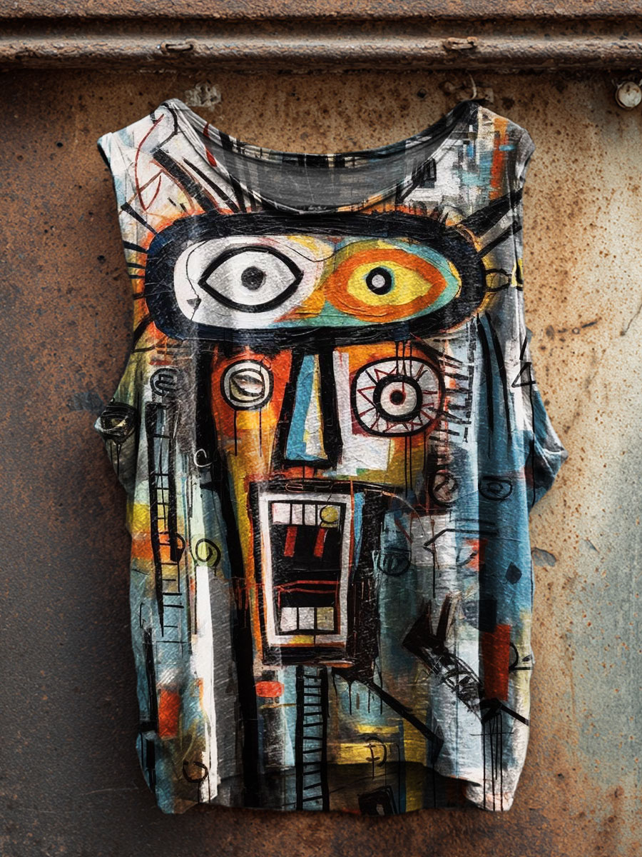 Abstract Art Print 100% Cotton Casual Tank Top