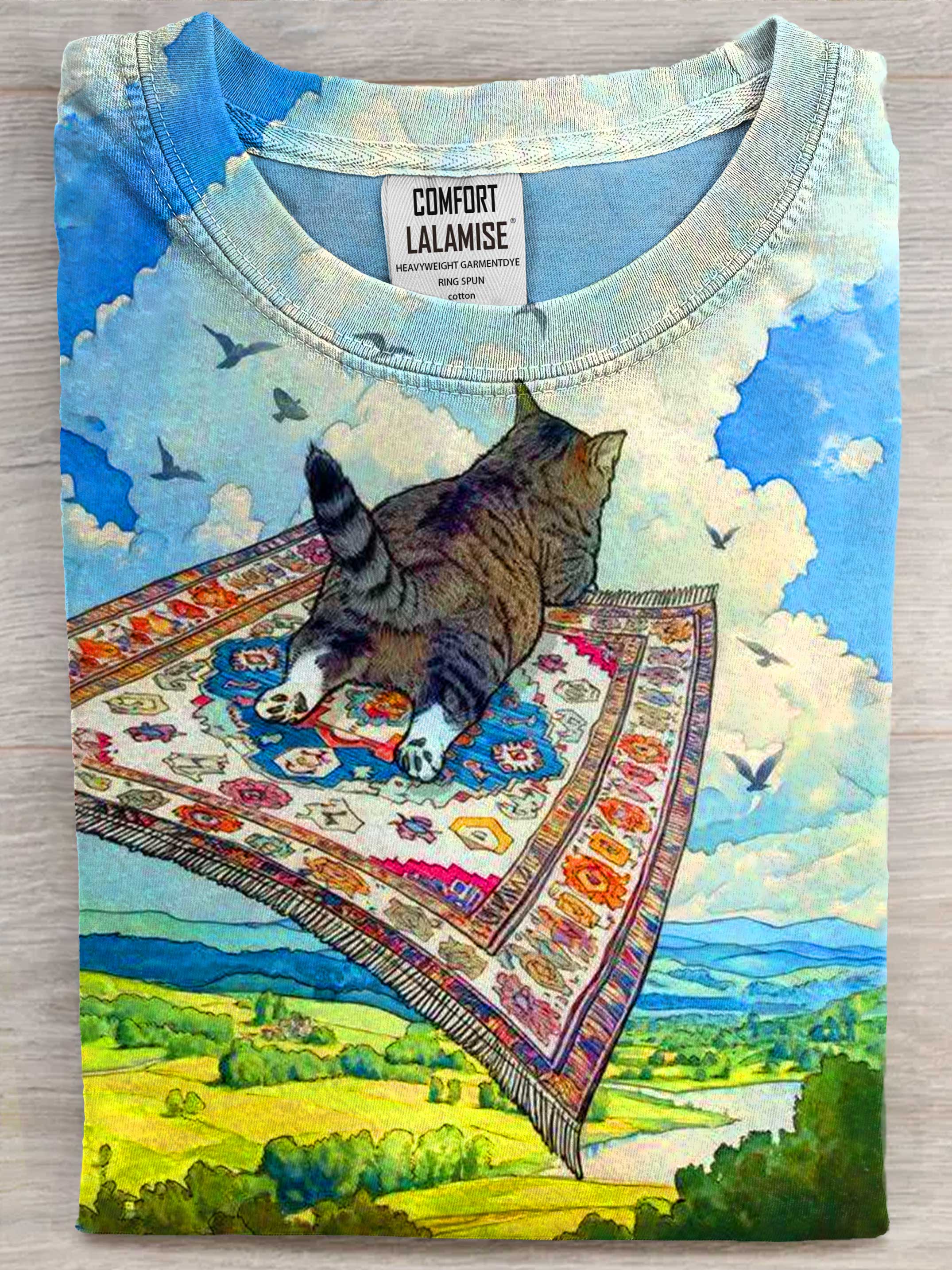 Funny Cat Art Print Casual Short Sleeve T-shirt