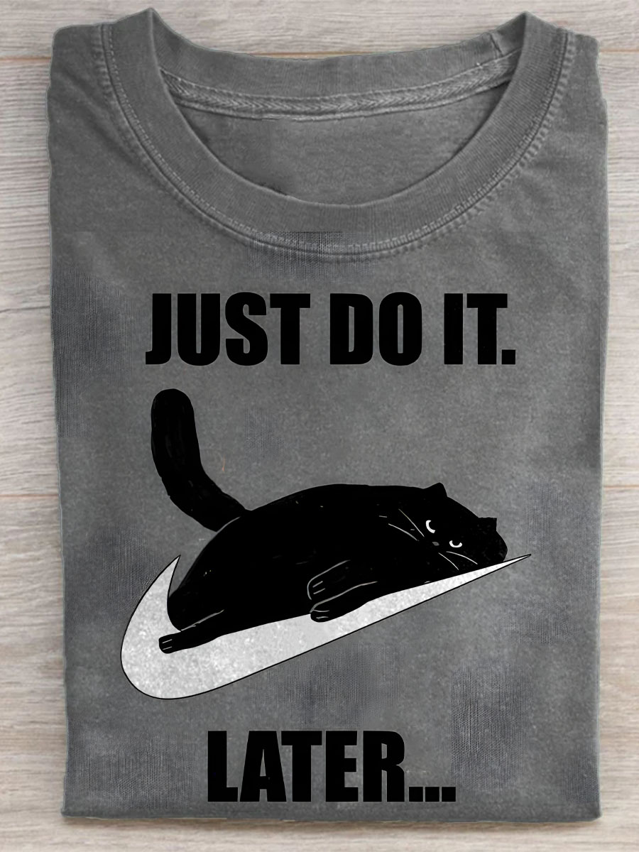 Retro Funny Cat Art Print T-shirt