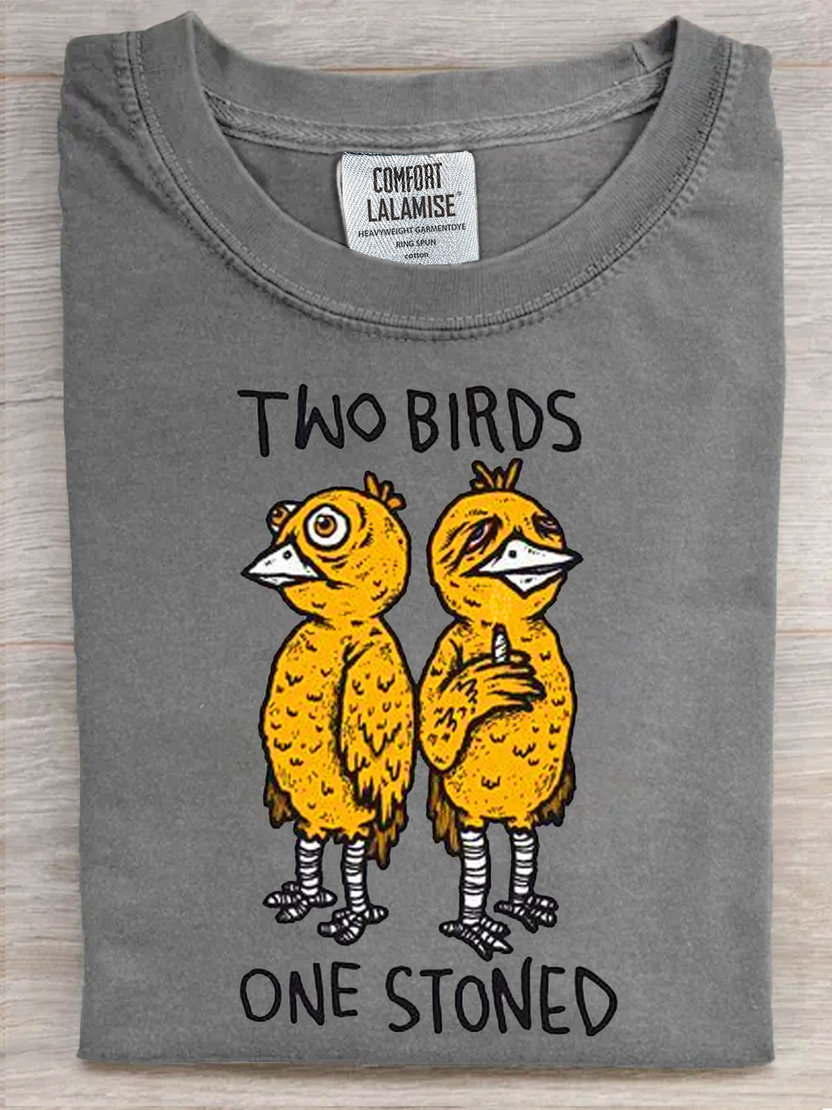 Two Bird One Stoned Art Print Casaul Short Sleeve T-shirt