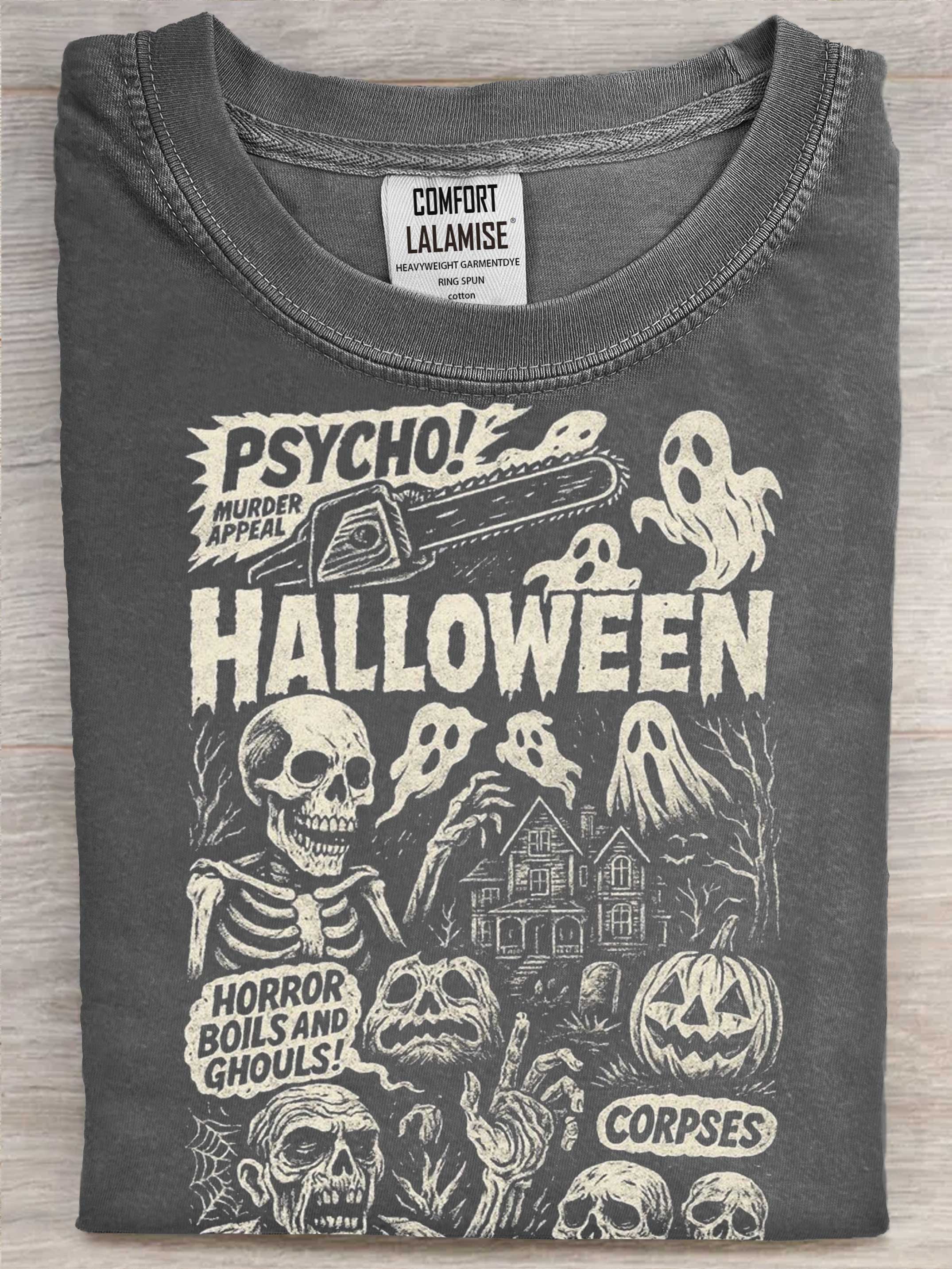 Vintage Halloween Art Print Causal Cotton Short Sleeve T-shirt