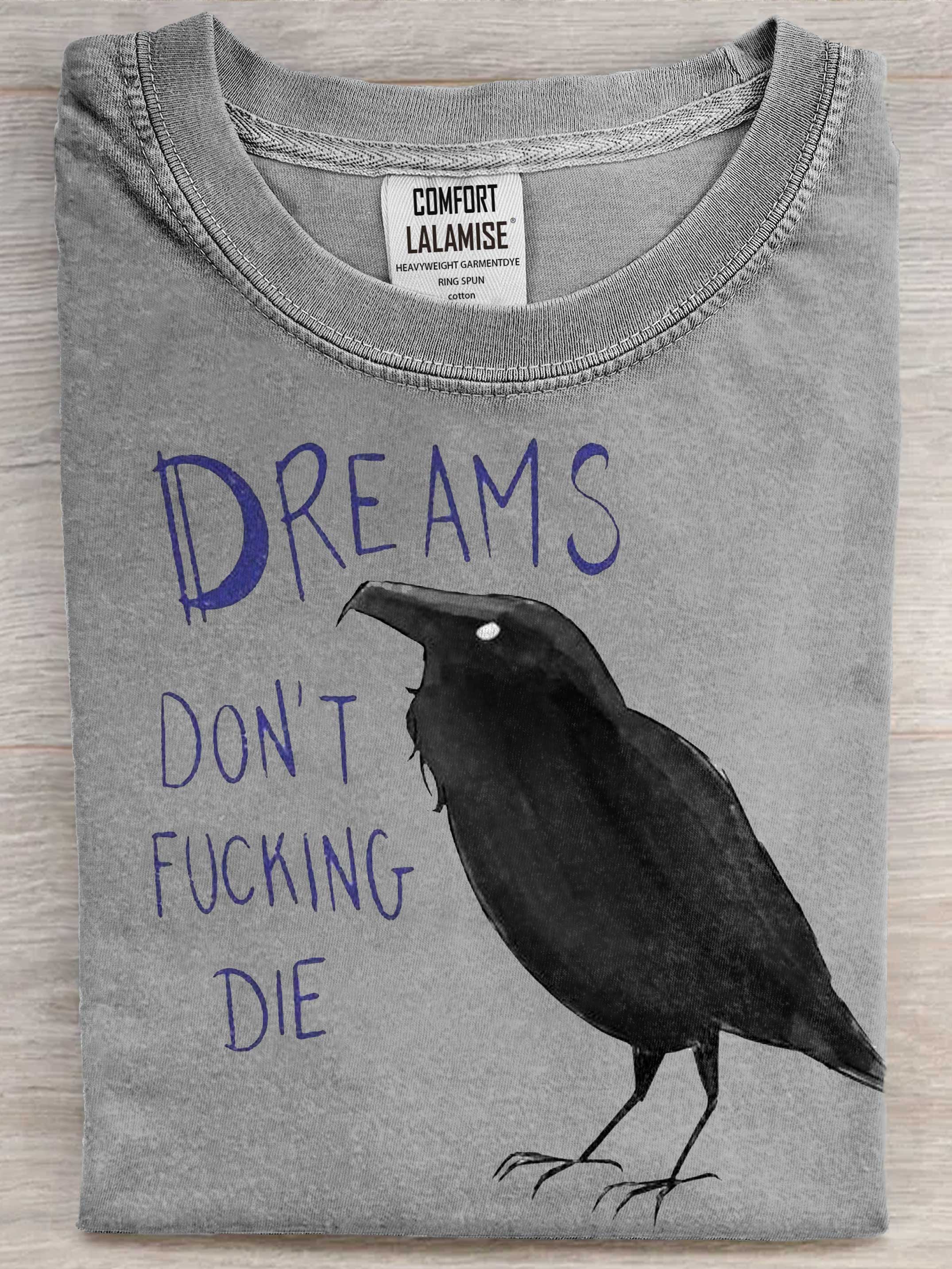 Raven Funny Letter Art Print Casual Short Sleeve T-shirt