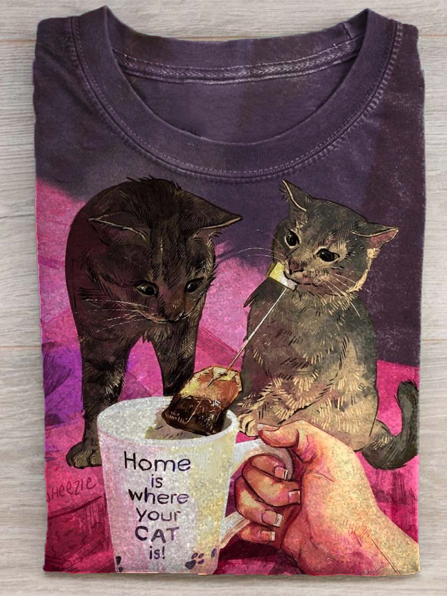 Home Is Where You Cat Is Cat Art Print T-shirt
