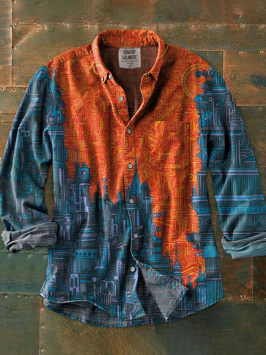 Abstrct Art Print 100% Cotton Long Sleeve Shirt