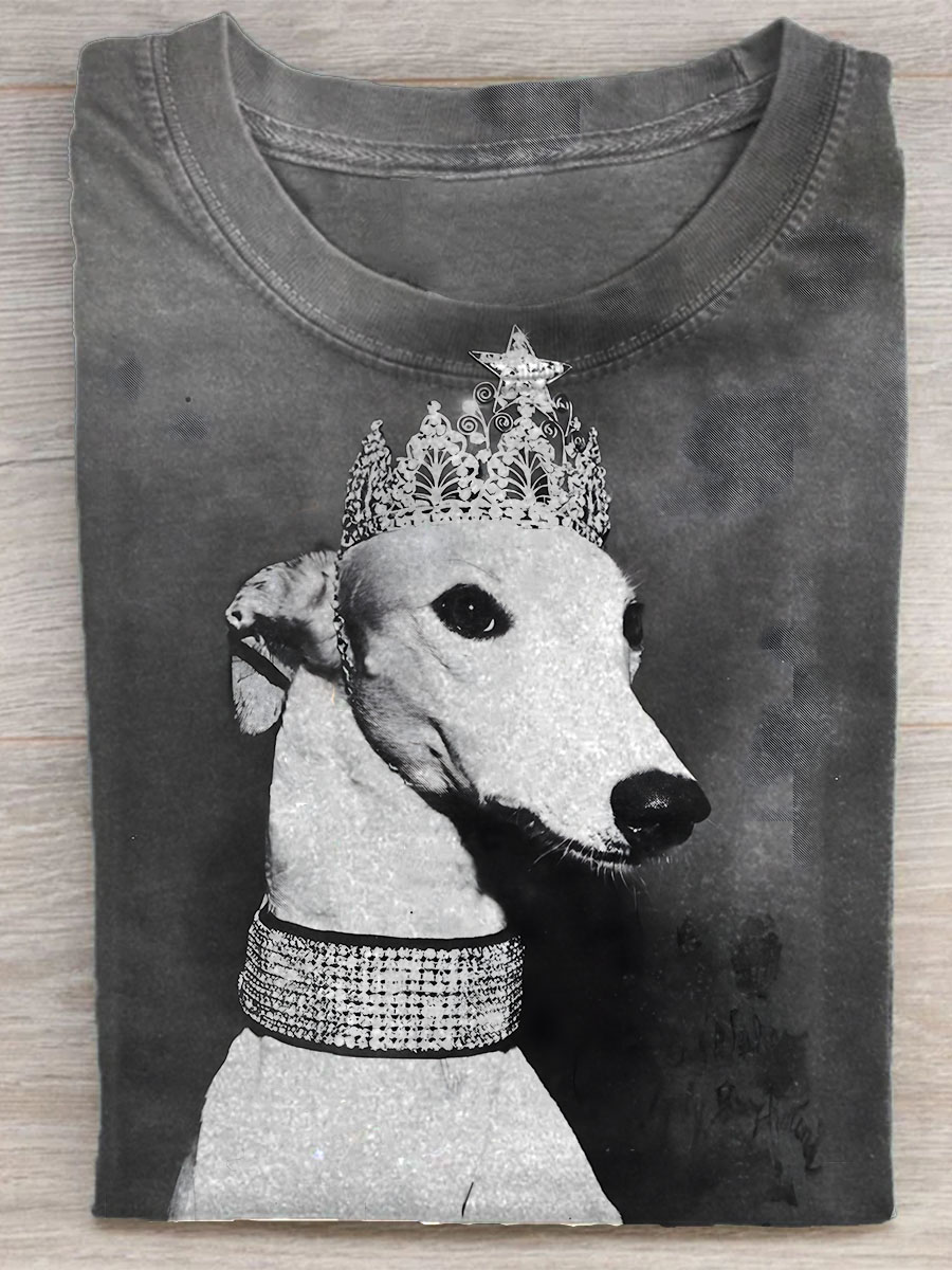 Retro Funny Greyhound Dog Art Print T-shirt