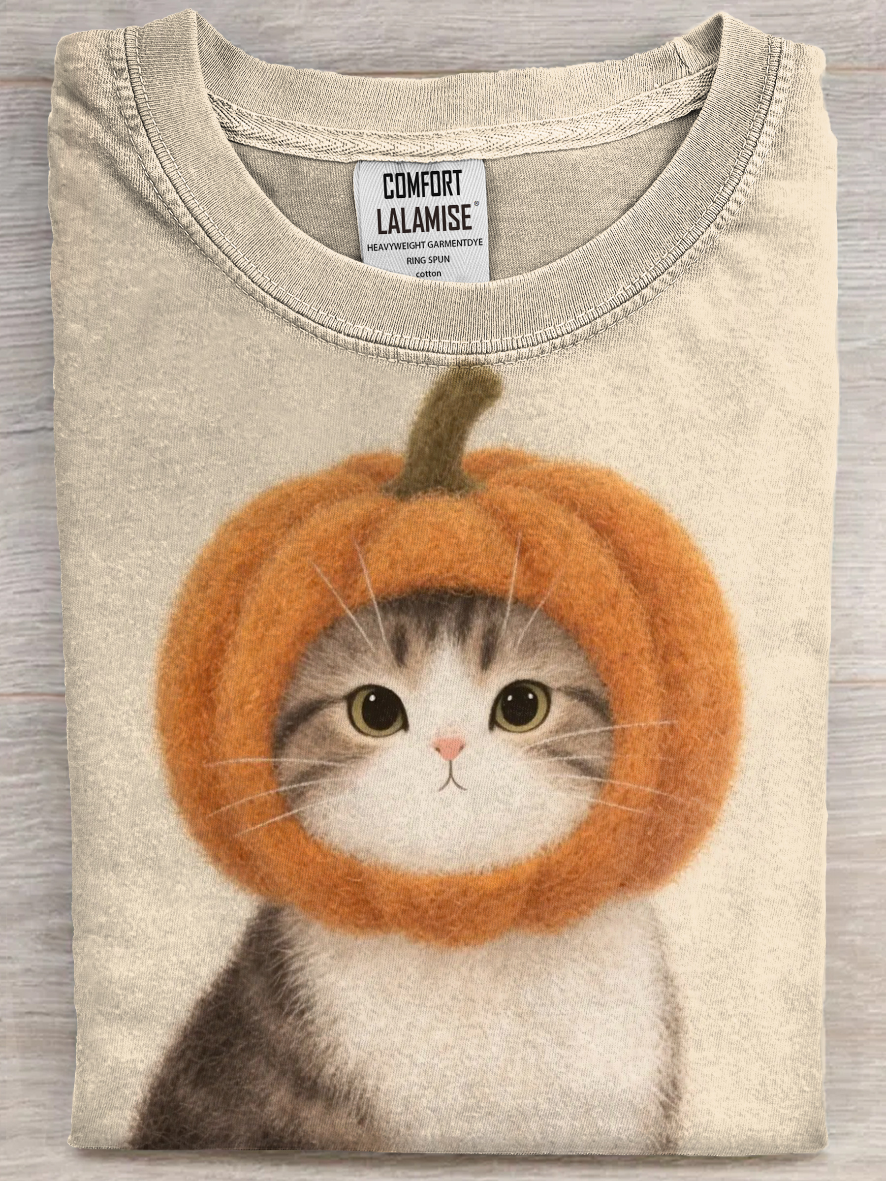 Funny Cute Halloween cat Funny Art Print Casual Short Sleeve T-shirt