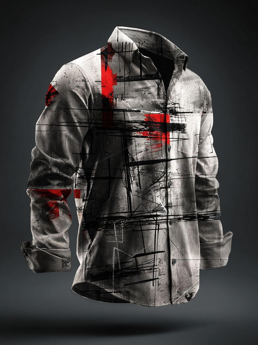 Abstract Art Print 100% Cotton Long Sleeve Shirt