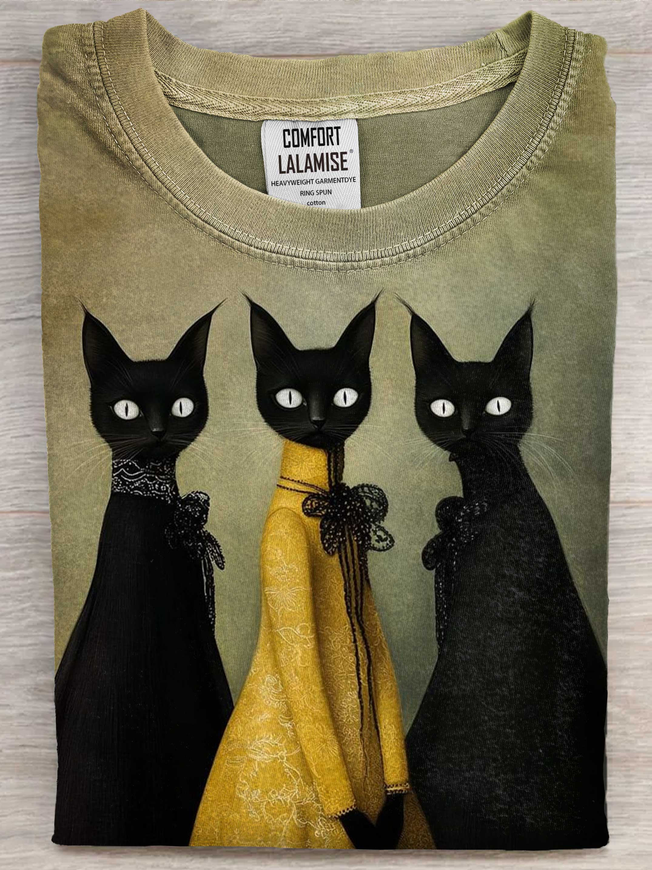 Black Cats Lady Art Print Casaul Short Sleeve T-shirt