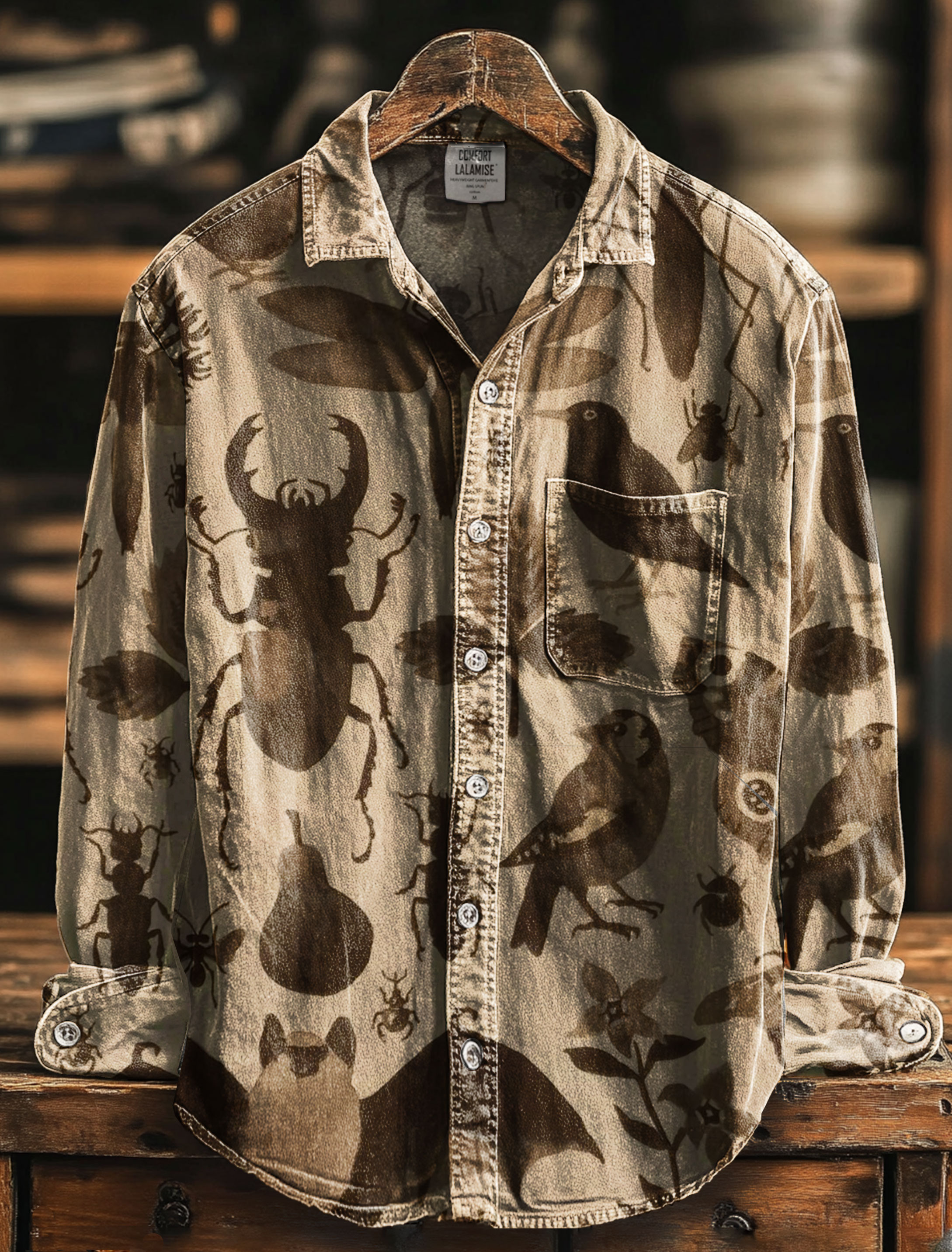 Insects Crows Art Print 100% Cotton Long Sleeve Shirt