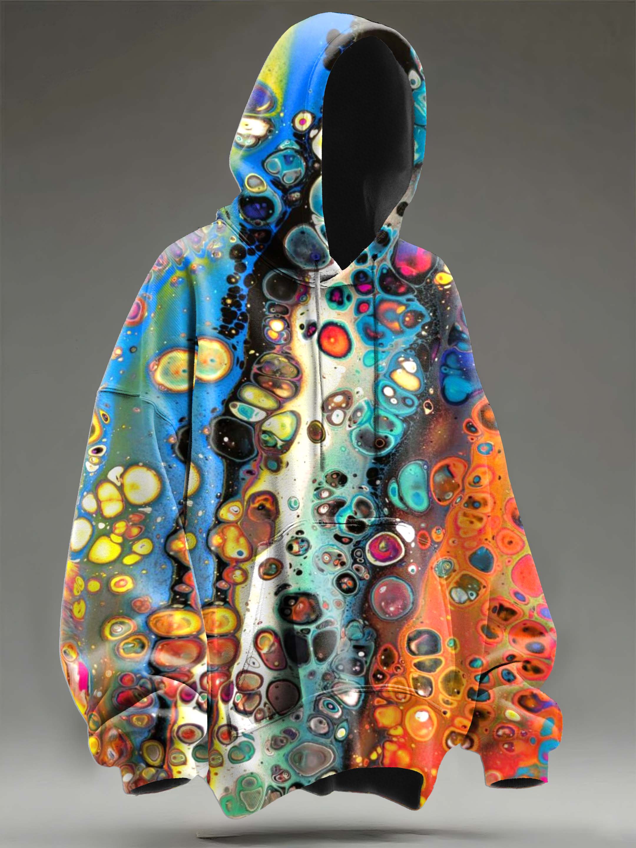 Orange Blue Gradient Abstract Art Texture Print Casual Hoodie Sweatshirt