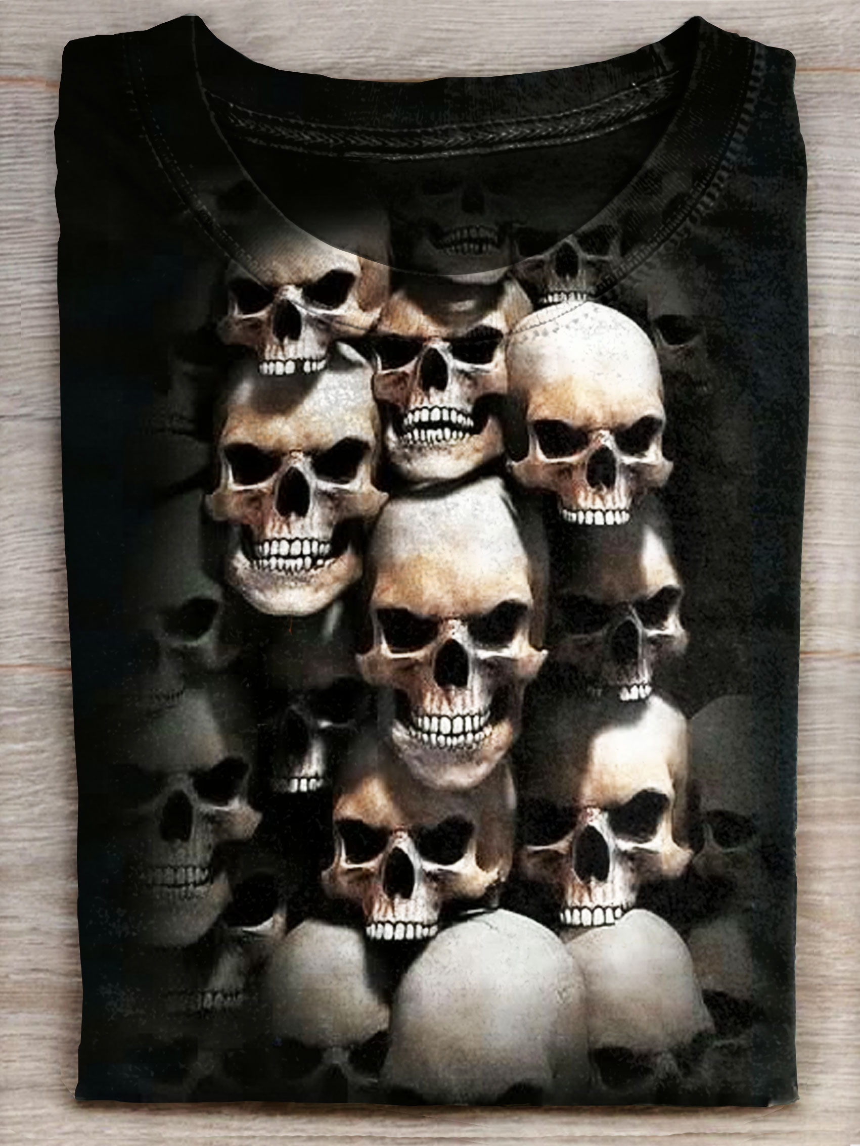 The Mountain Skull Crypt Scary Dark Art Print Casual Short Sleeve T-shirt