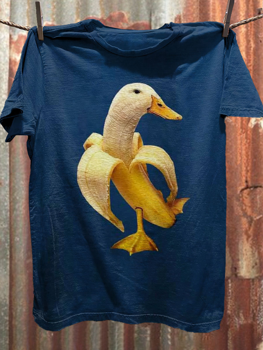 Funny Banane Duck Art Casaul Short Sleeve T-shirt