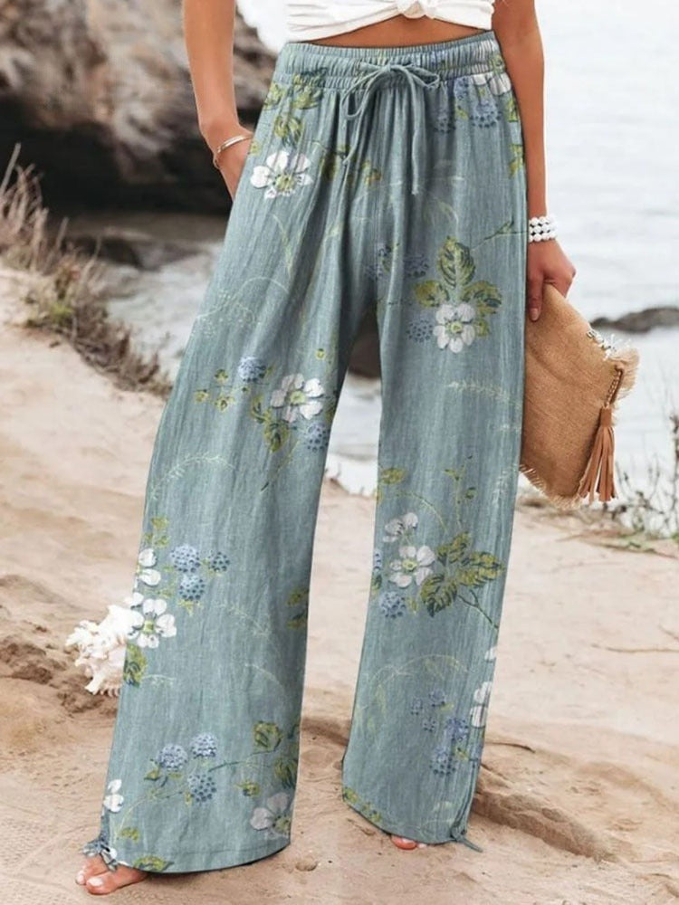 Women's Vintage Floral Art Printed Casual Pants