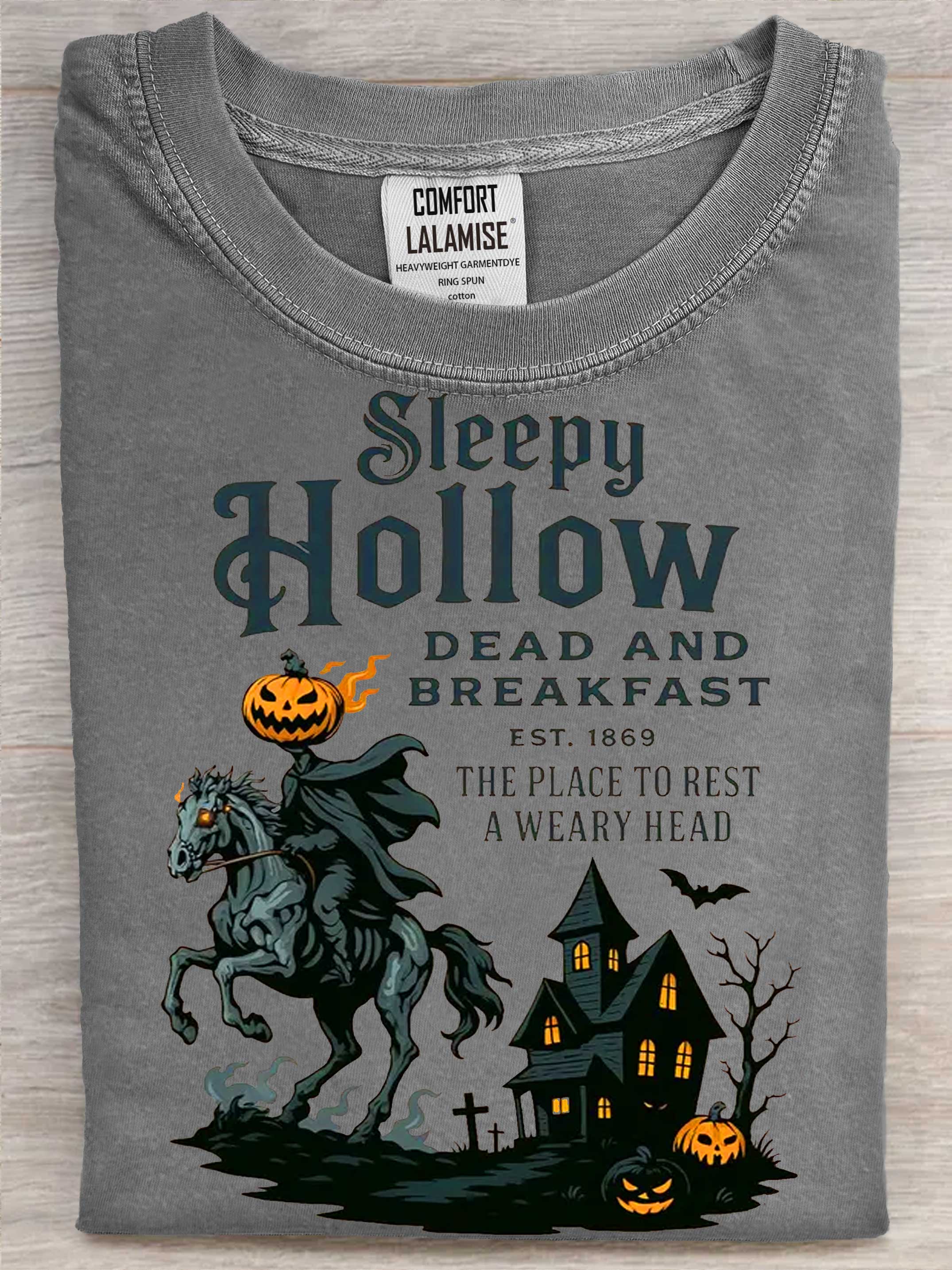 Sleepy Hollow Halloween Art Print Causal Cotton Short Sleeve T-shirt