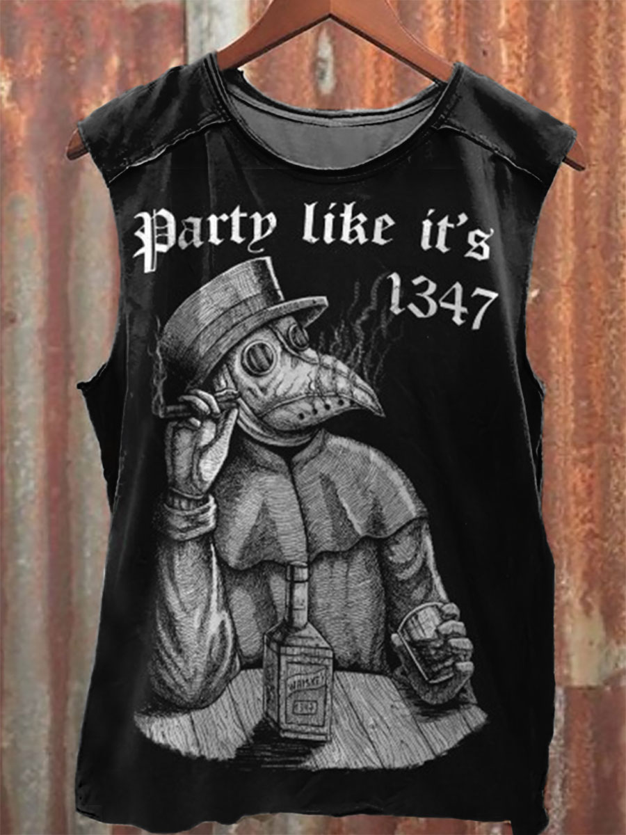 Party Like It's 1347 Print 100% Cotton Casual Tank Top