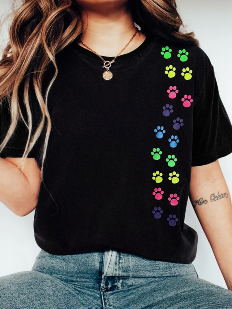 Women's Proud Cat's Paw Art Short Sleeve T-shirt