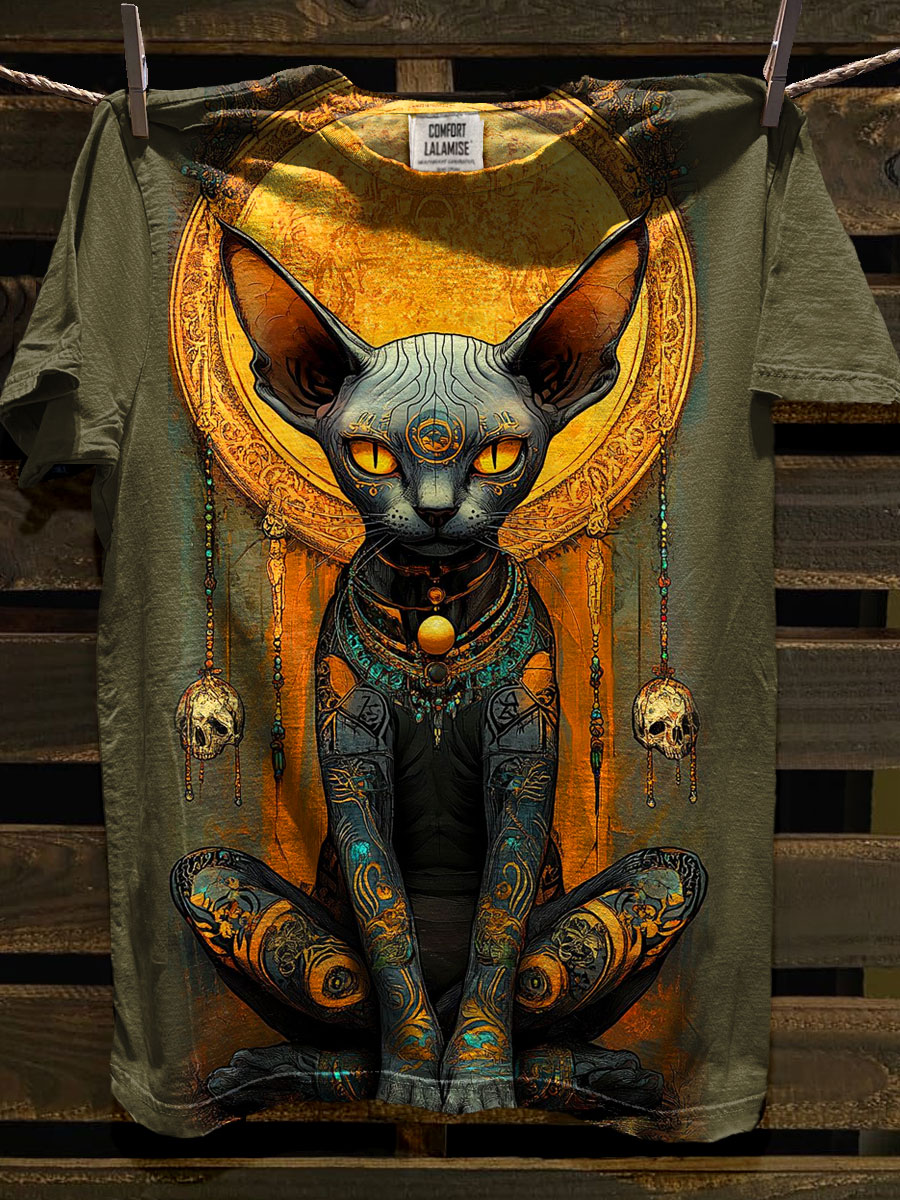 Cat Art Print Casaul Short Sleeve T-shirt