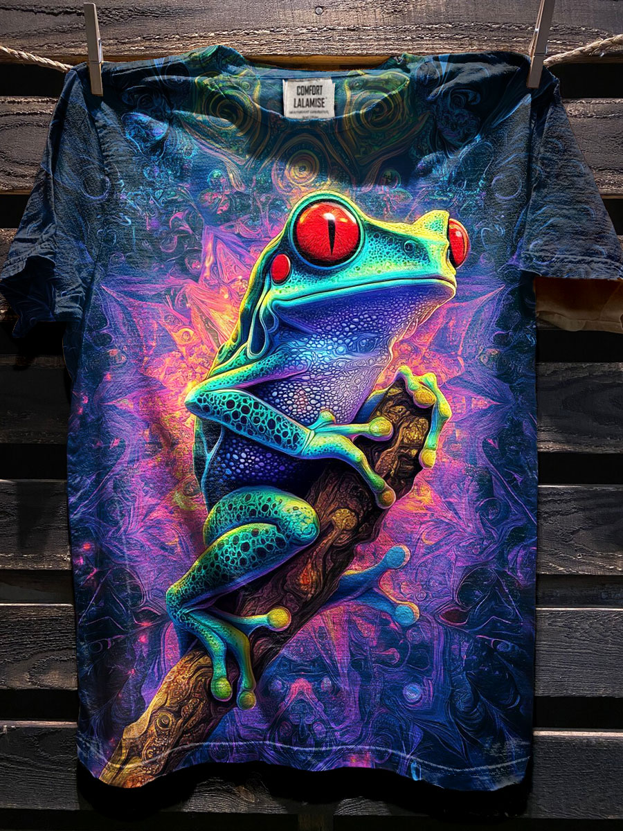 Fancy Frog Art Print Casaul Short Sleeve T-shirt