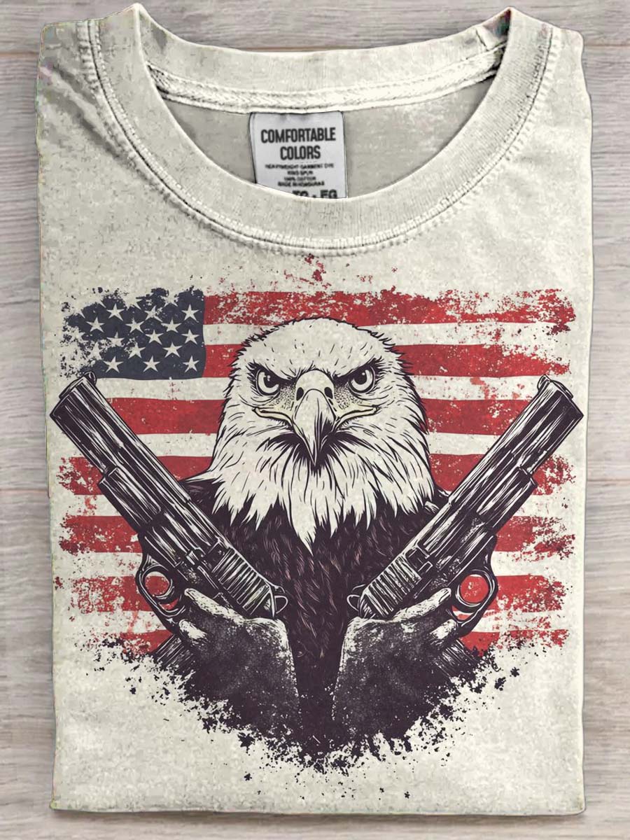 Independence Day Eagle Print Casual Short Sleeve T-Shirt