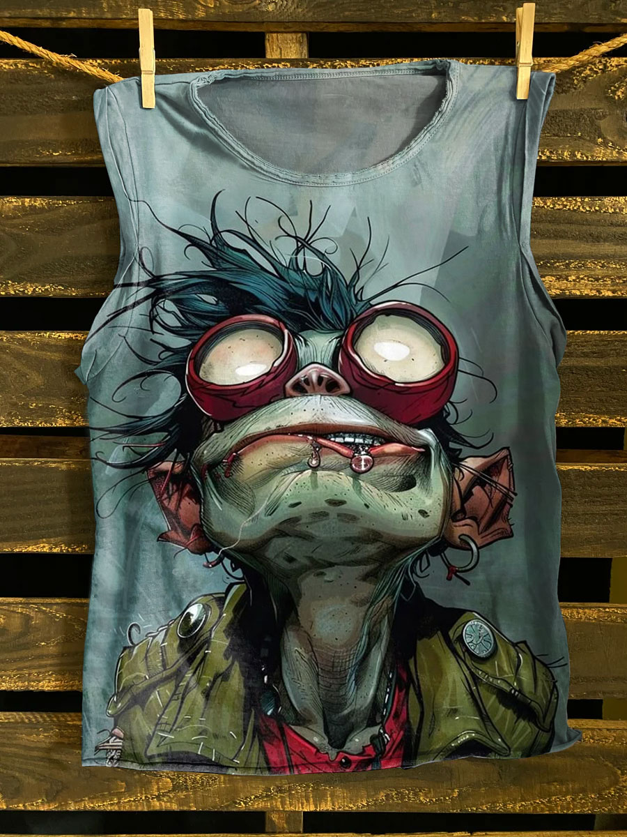 Vintage Art Print 100% Cotton Casual Tank Top