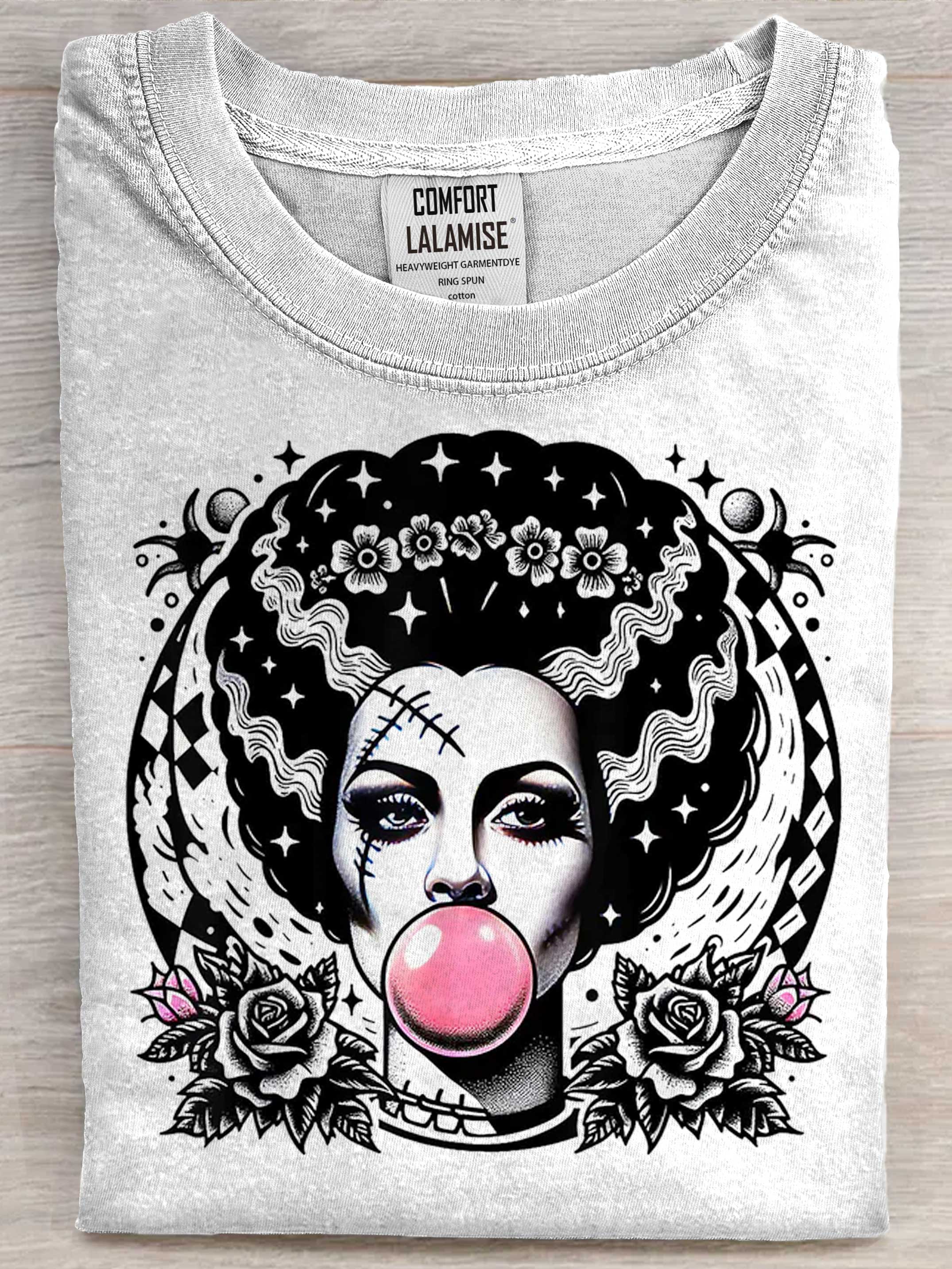 Bride Of Frankenstein Bubblegum Monster Halloween Art Print Causal Cotton Short Sleeve T-shirt