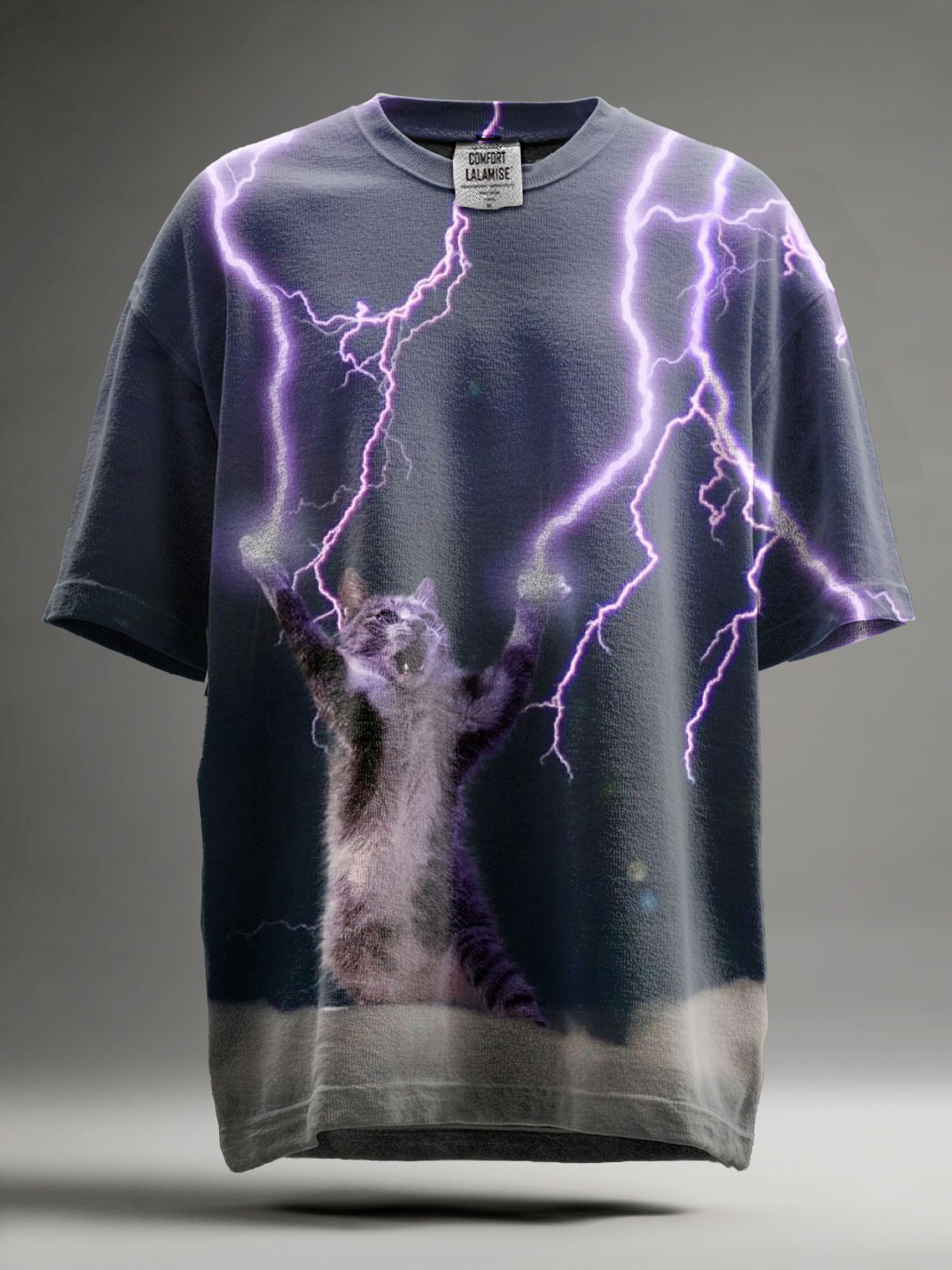 Funny Cat Power Art Casaul Cotton Short Sleeve T-shirt