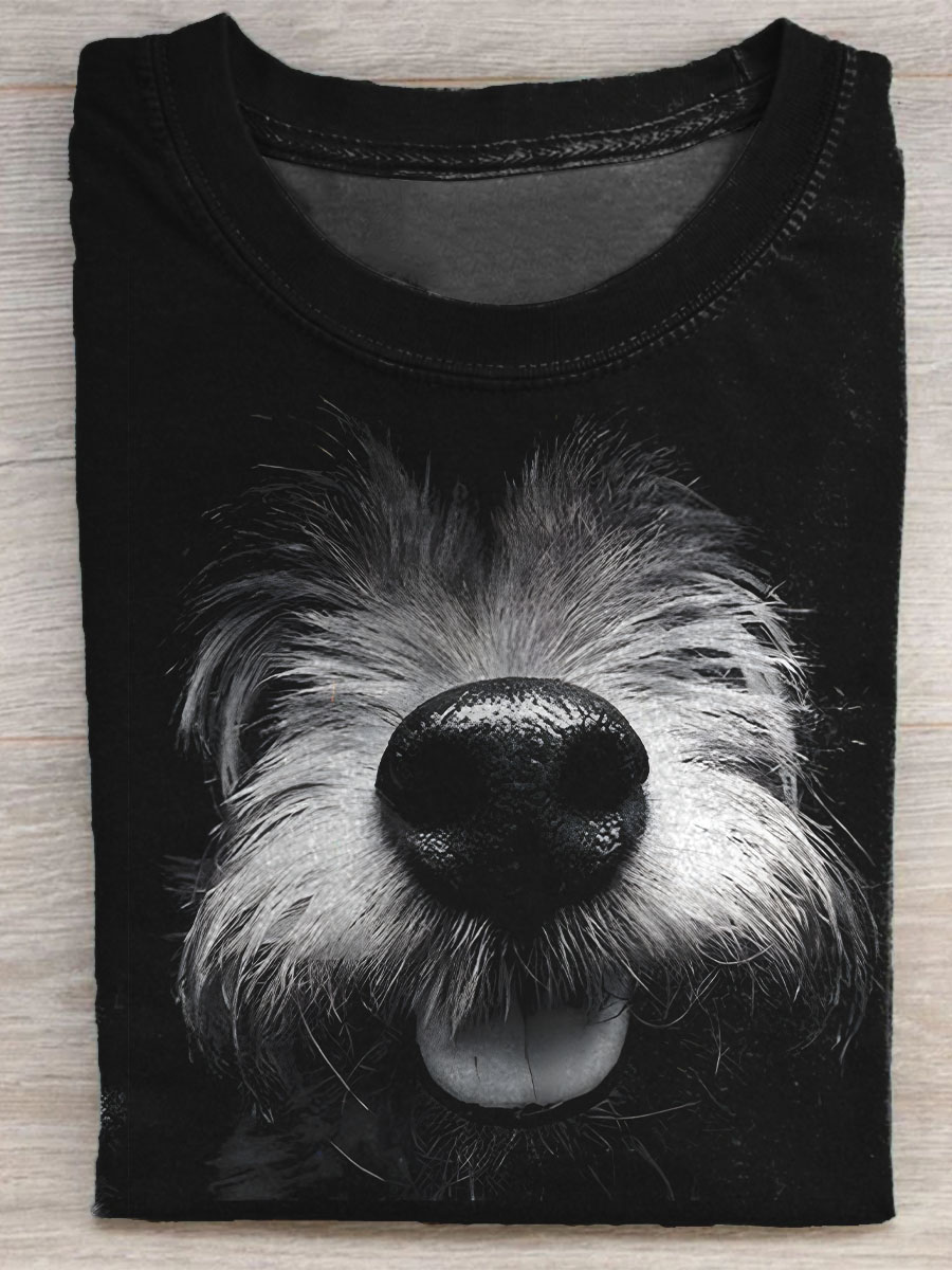Retro Funny Dog Art Print T-shirt