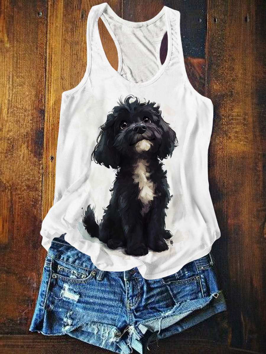 Funny Dog Art Print Casual Vest