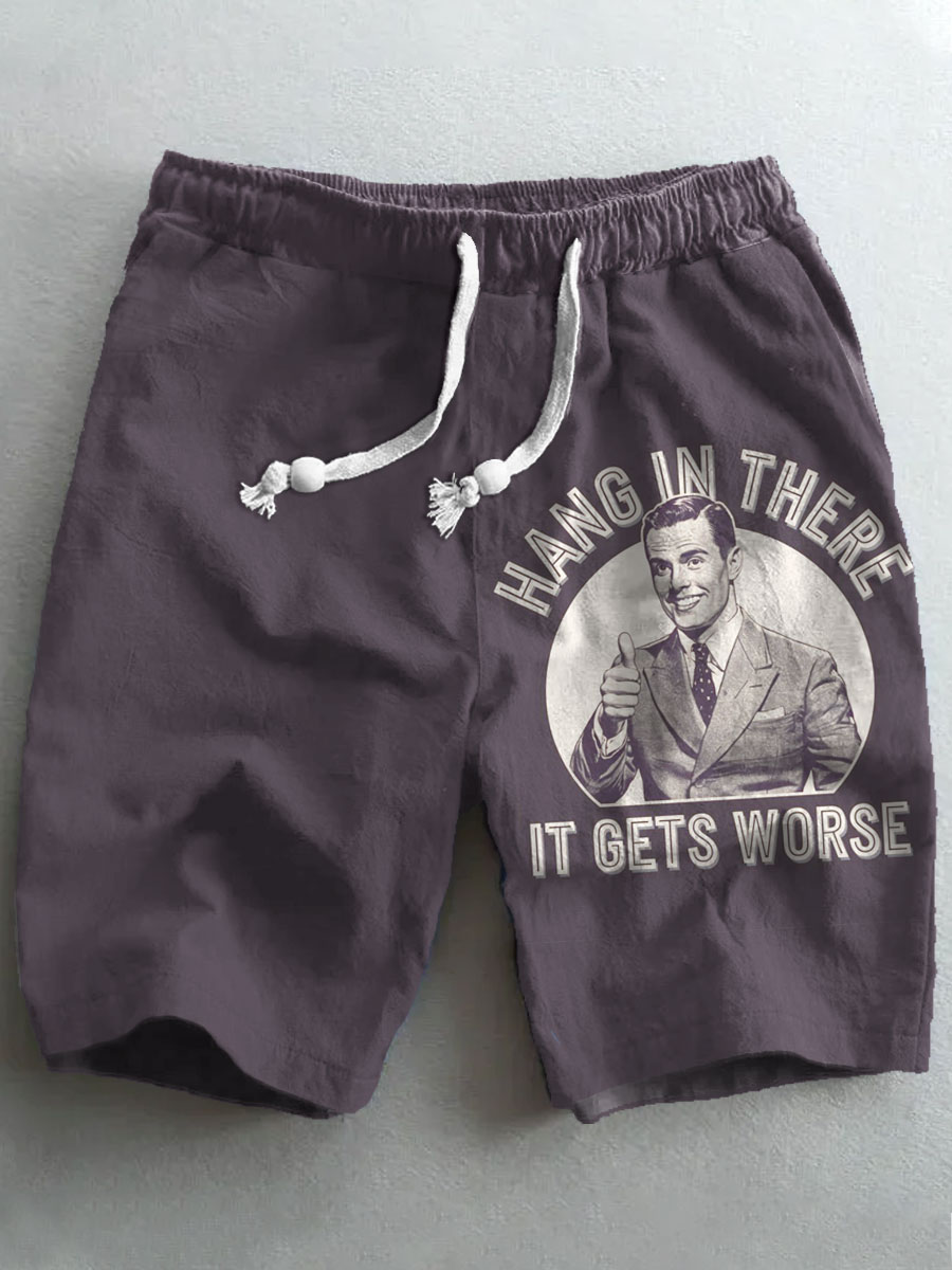Hang in there Funny Art Print Casual Short Pants