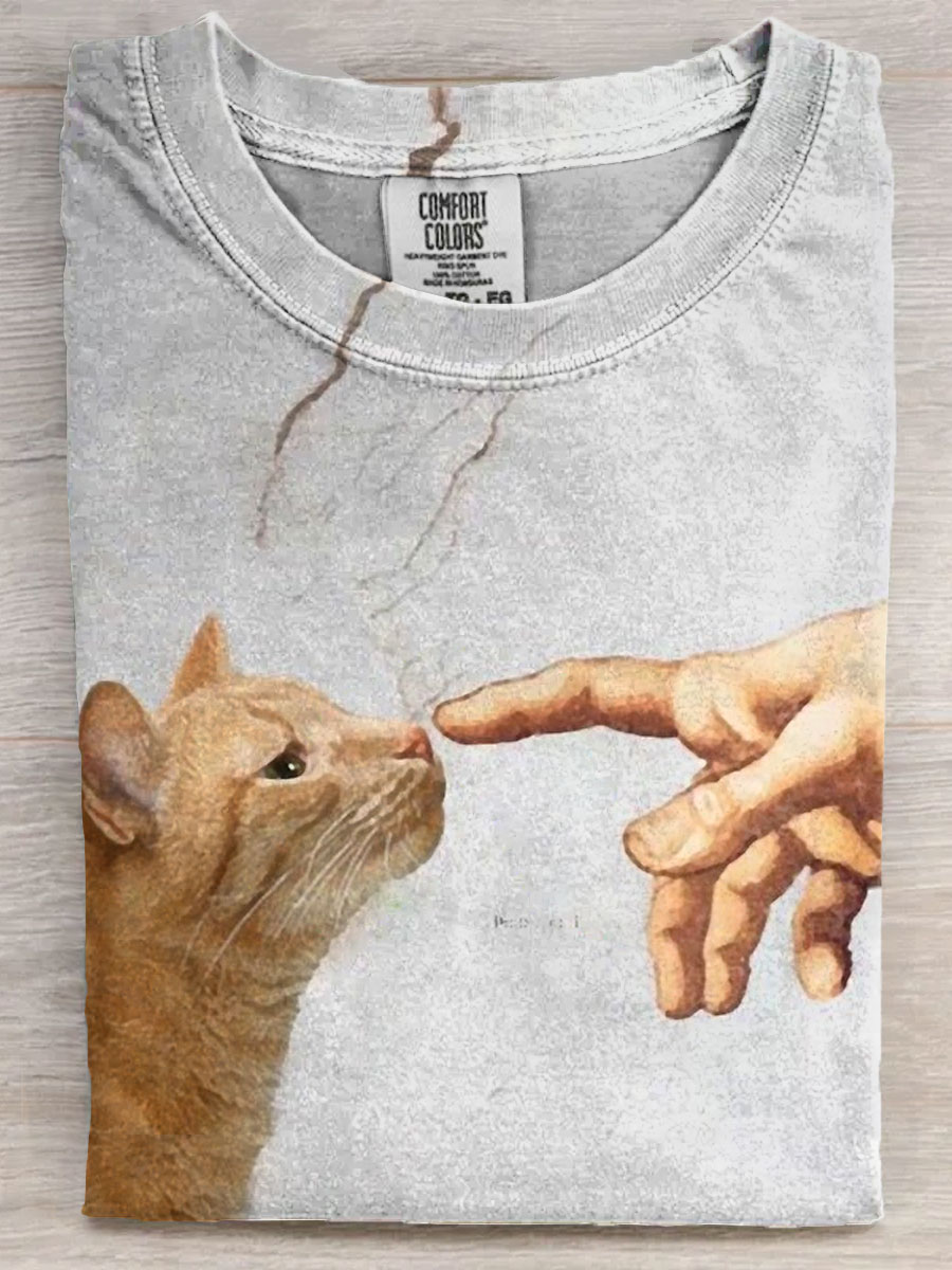 Funny Cat Art Print Casaul Short Sleeve T-shirt