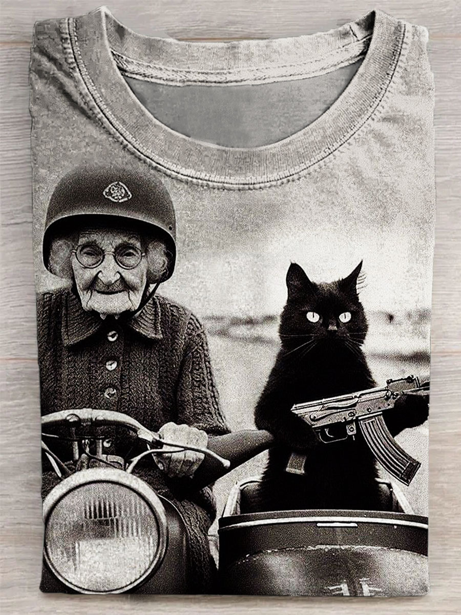 Funny Cat Print Casual T-shirt