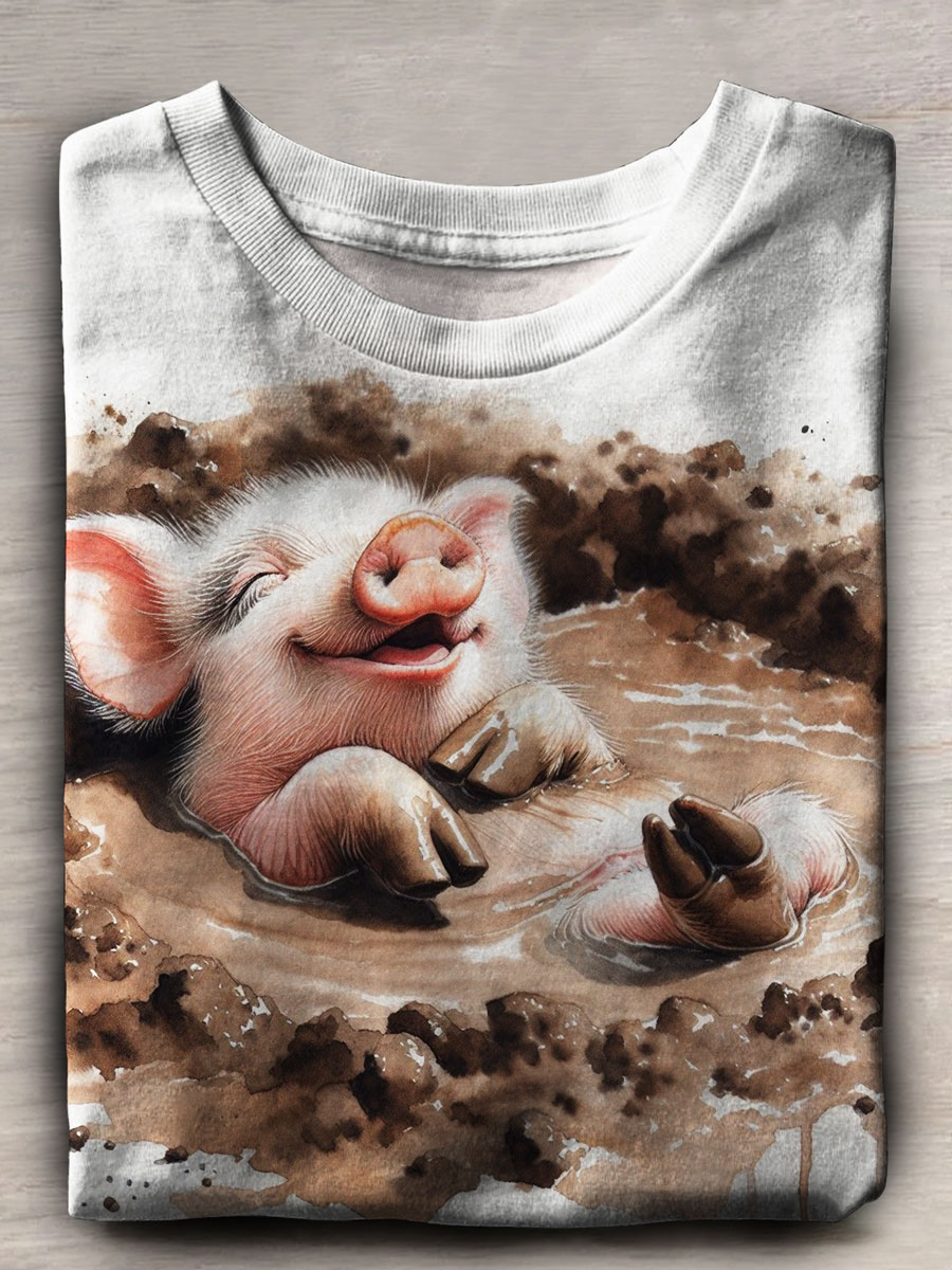 Pig Art Print Casual T-shirt