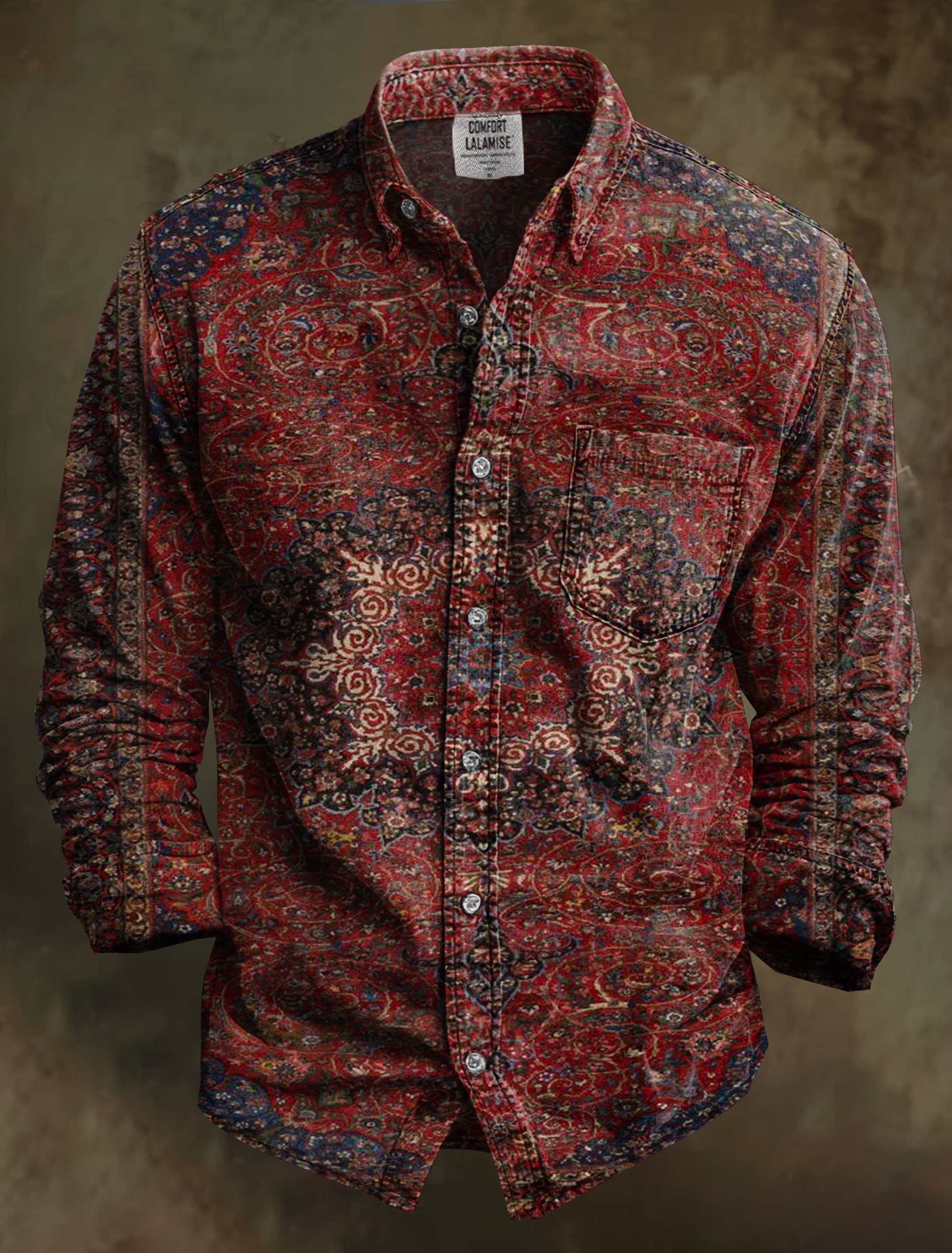 Vintage Art Print 100% Cotton Long Sleeve Shirt