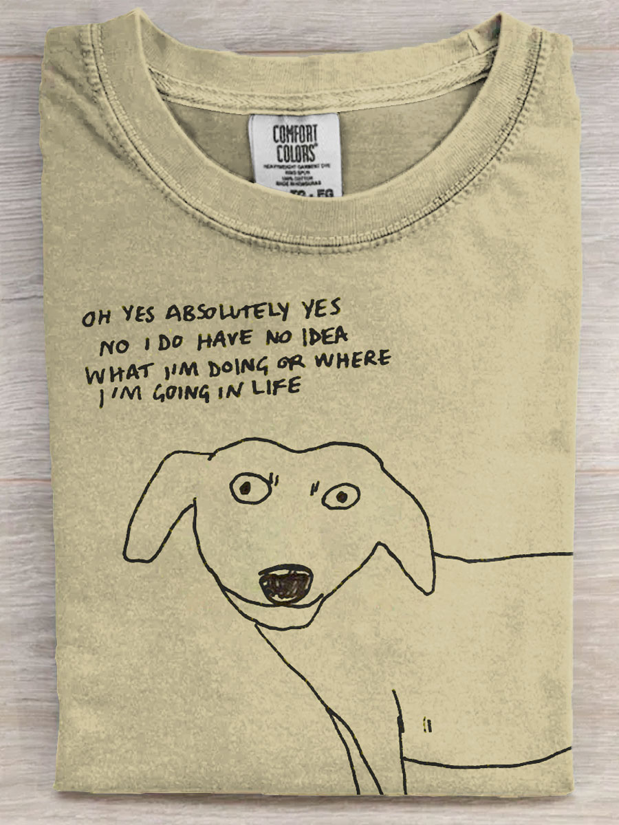Funny Dog Letter Art Print Casaul Short Sleeve T-shirt