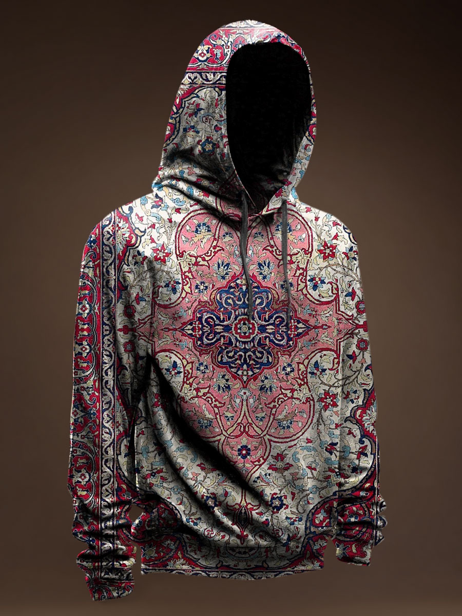 Ethnic Flower Prints Casual Hoodie Sweatshirt