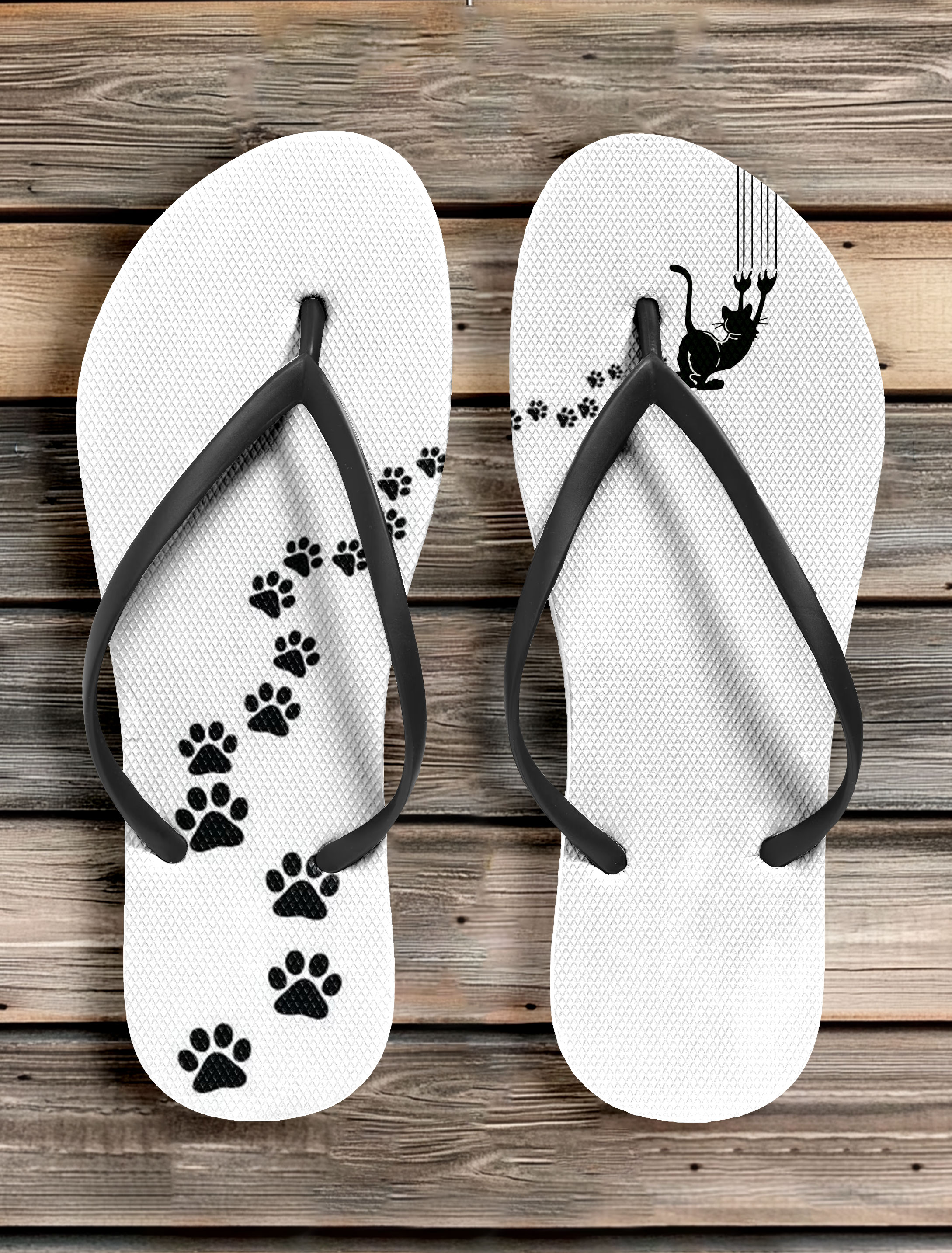 Paw Print Cat Funny Art Print Flip-Flop