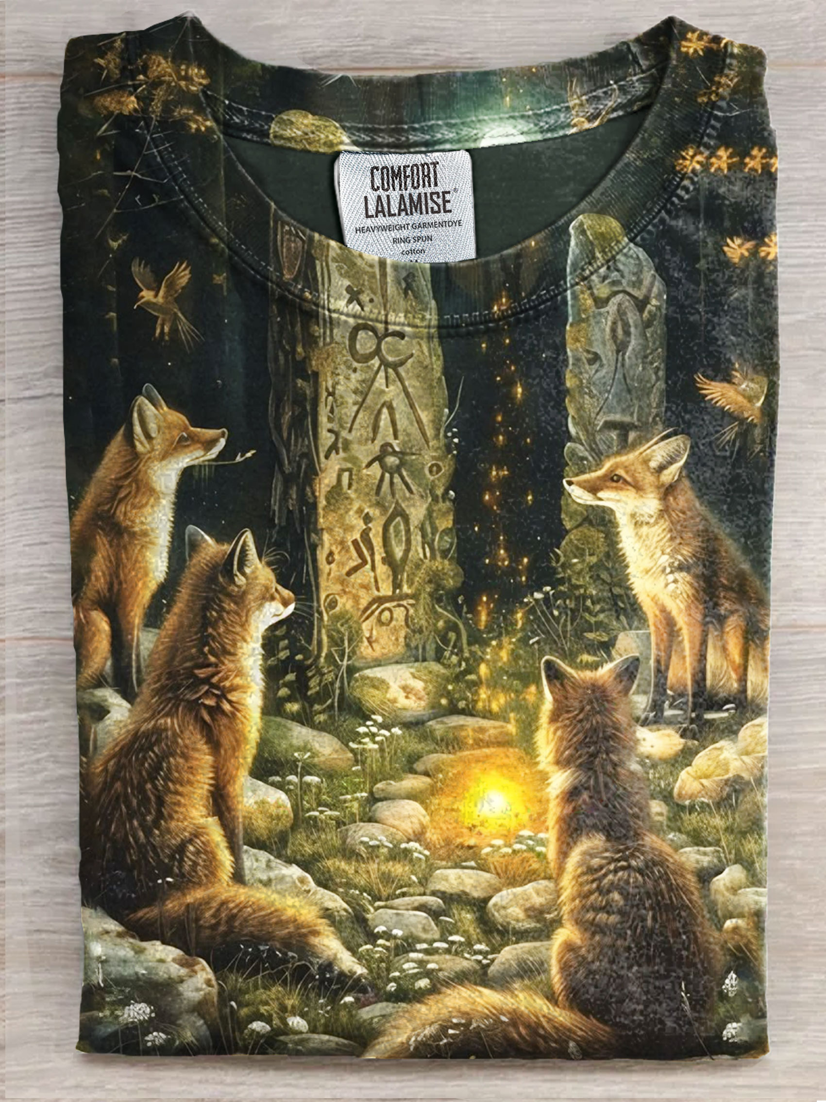 Fox Art Print Casaul Short Sleeve T-shirt