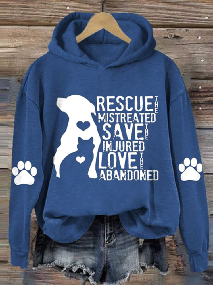 Cat And Dog Print Long Sleeve Hoodie