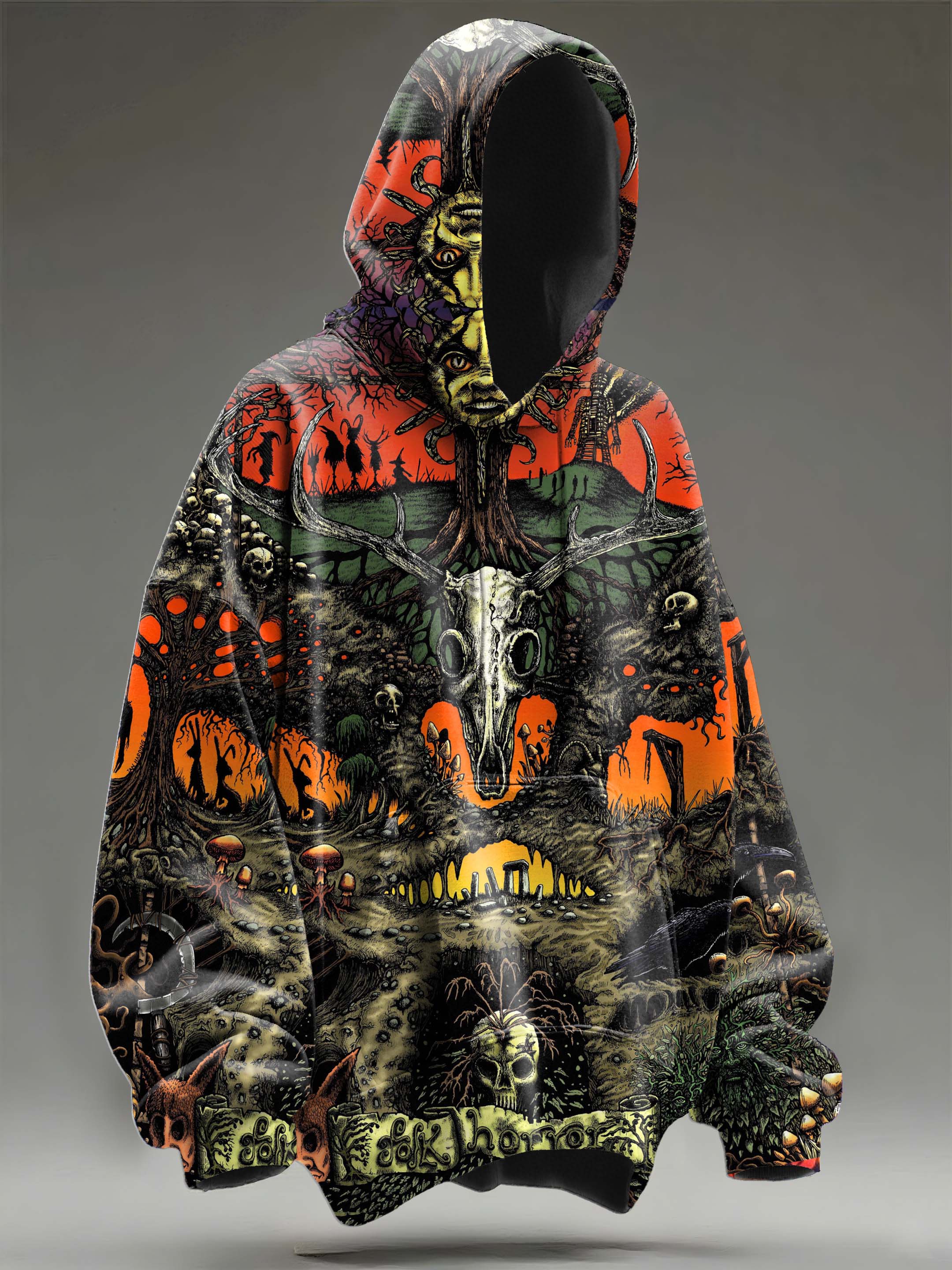 Evil Ritual Witch Deer Head Evil Art Casual Hoodie Sweatshirt