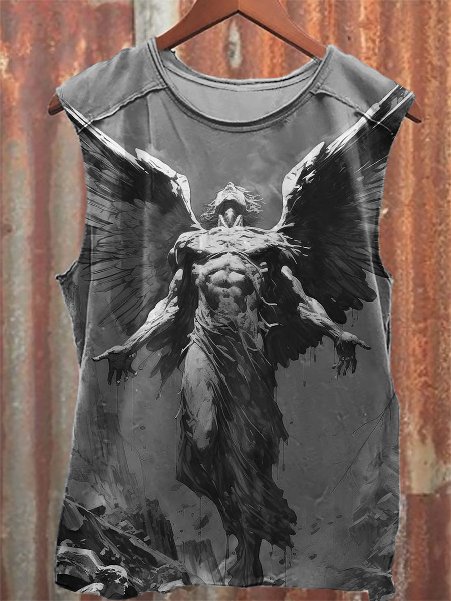 Vintage Print 100% Cotton Casual Tank Top